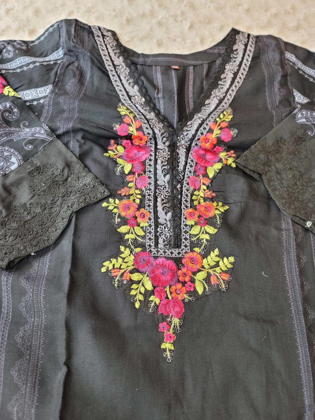 Indian Cotton Stitched Embroidery Suit Ready To Ship