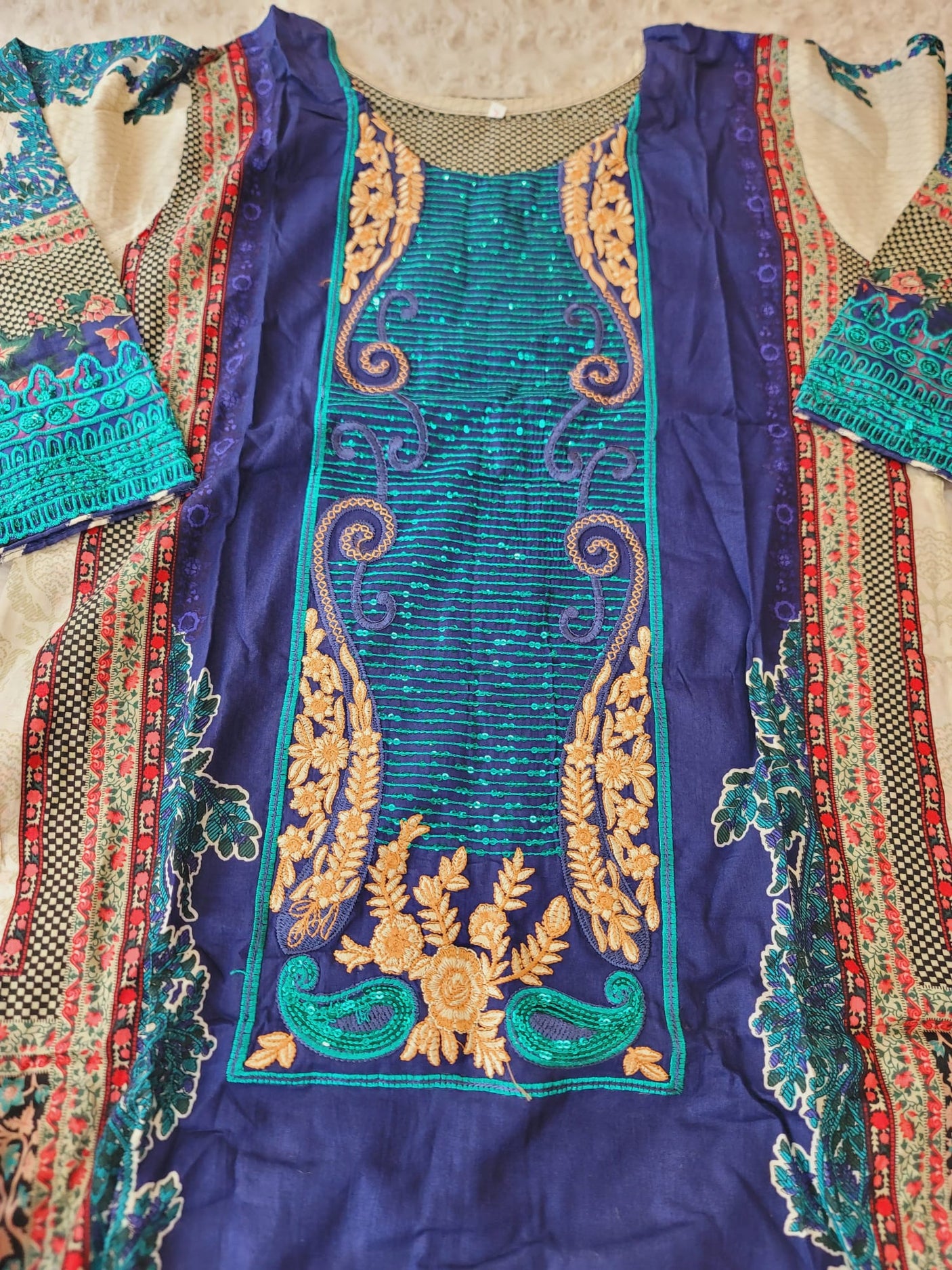 Pakistani Stitched lawn Embroidered Salwar kameez ready to ship