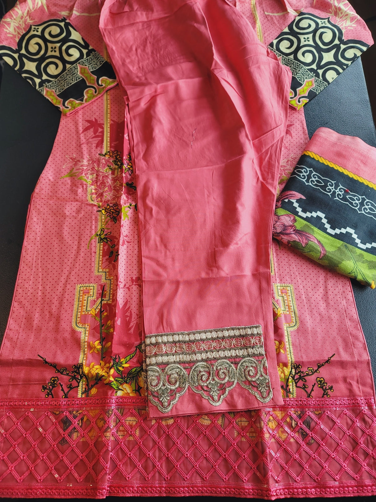 Pakistani Linen Embroidered Salwar kameez Ready To Ship