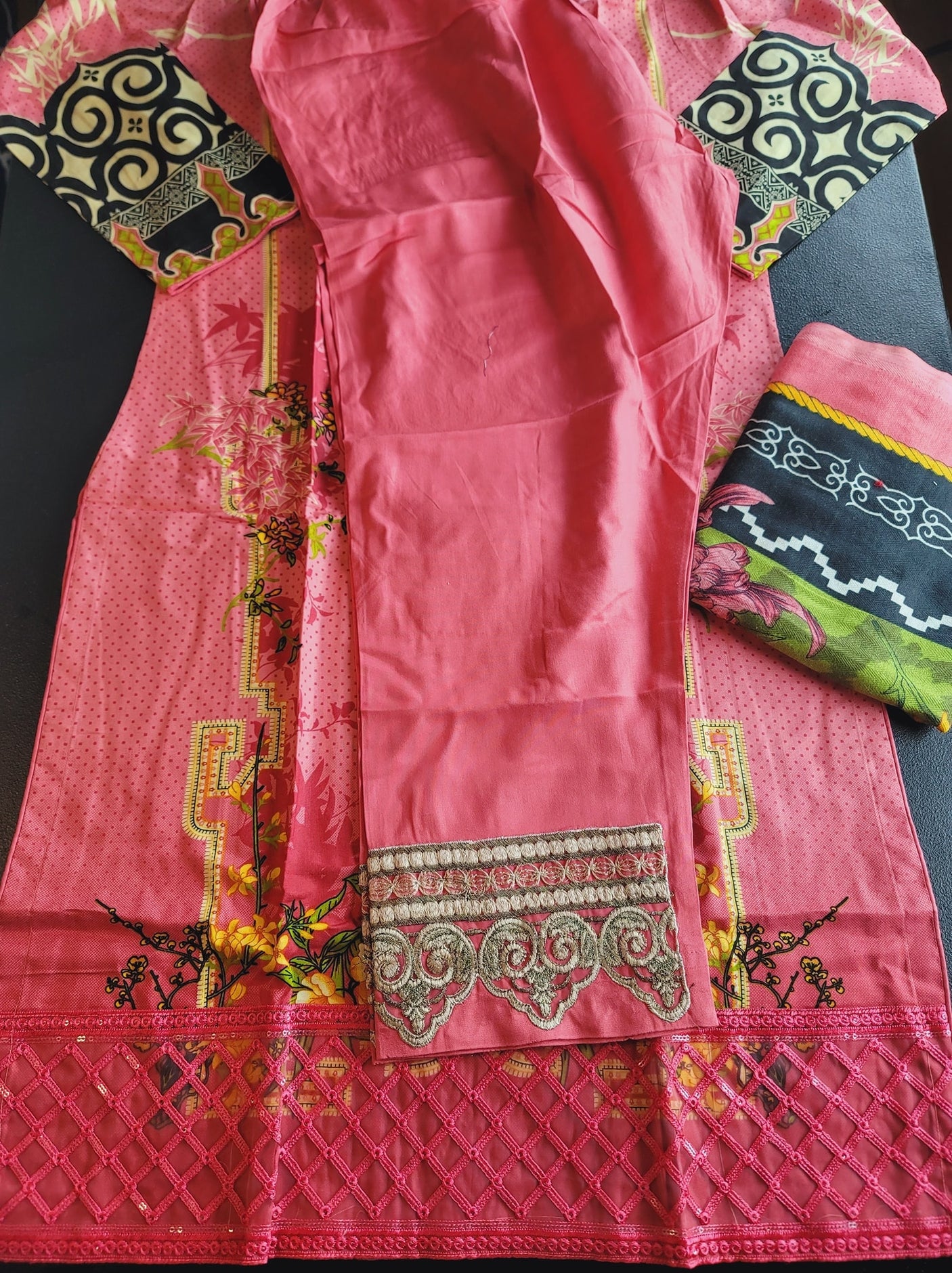 Pakistani Linen Embroidered Salwar kameez Ready To Ship