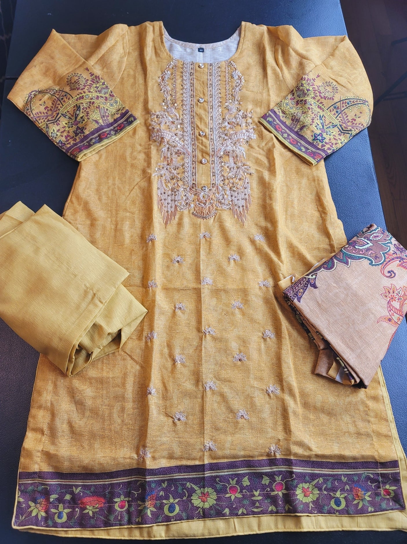 Pakistani linen Embroidered Salwar kameez Ready To Ship