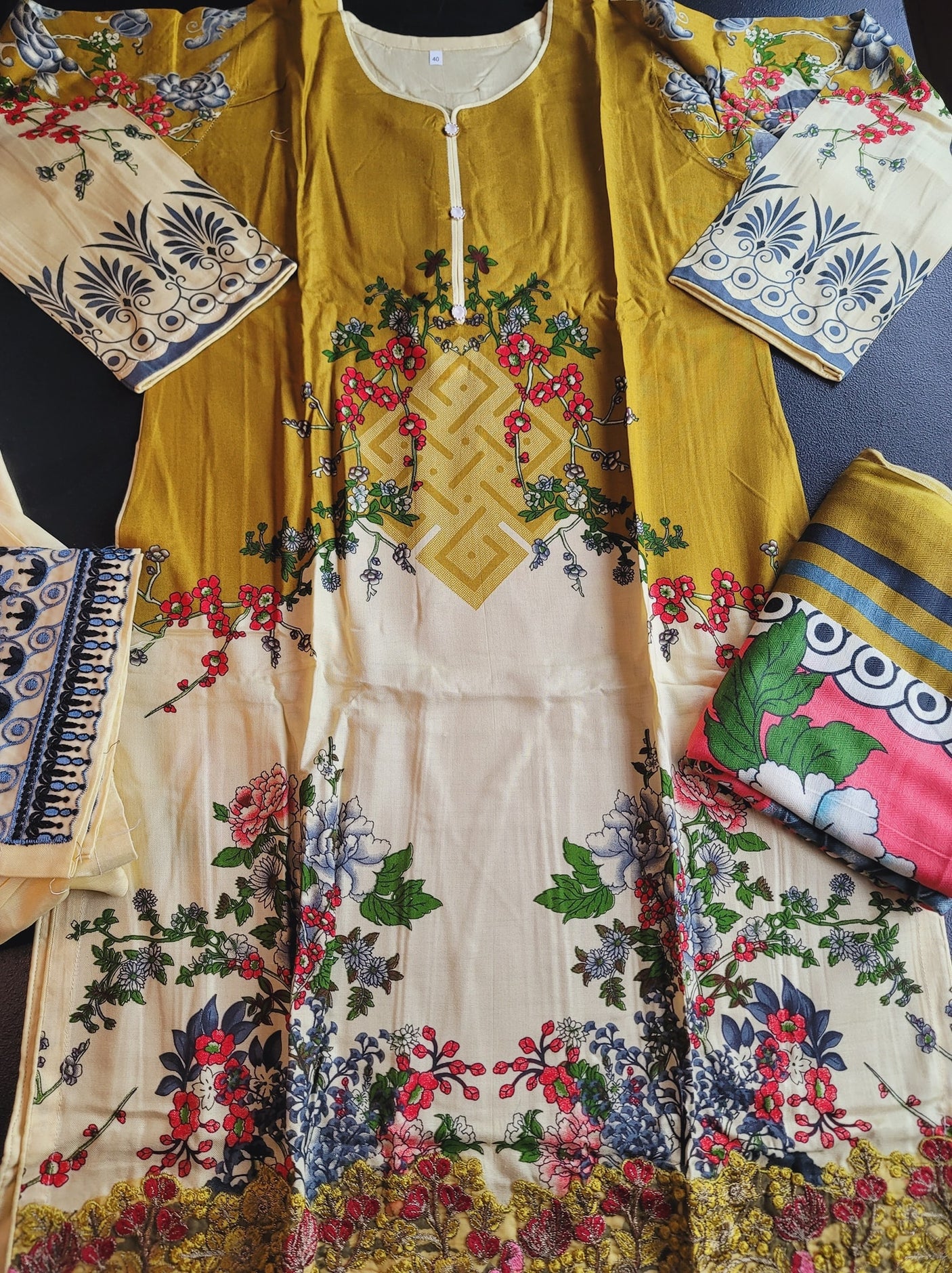 Pakistani linen Embroidered Salwar kameez Ready To Ship