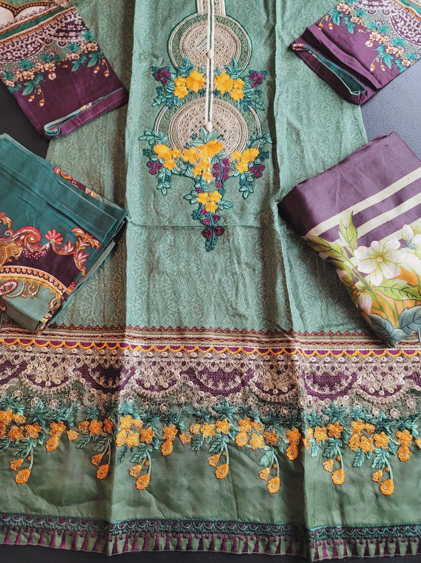 Pakistani linen Embroidered Salwar kameez Ready To Ship