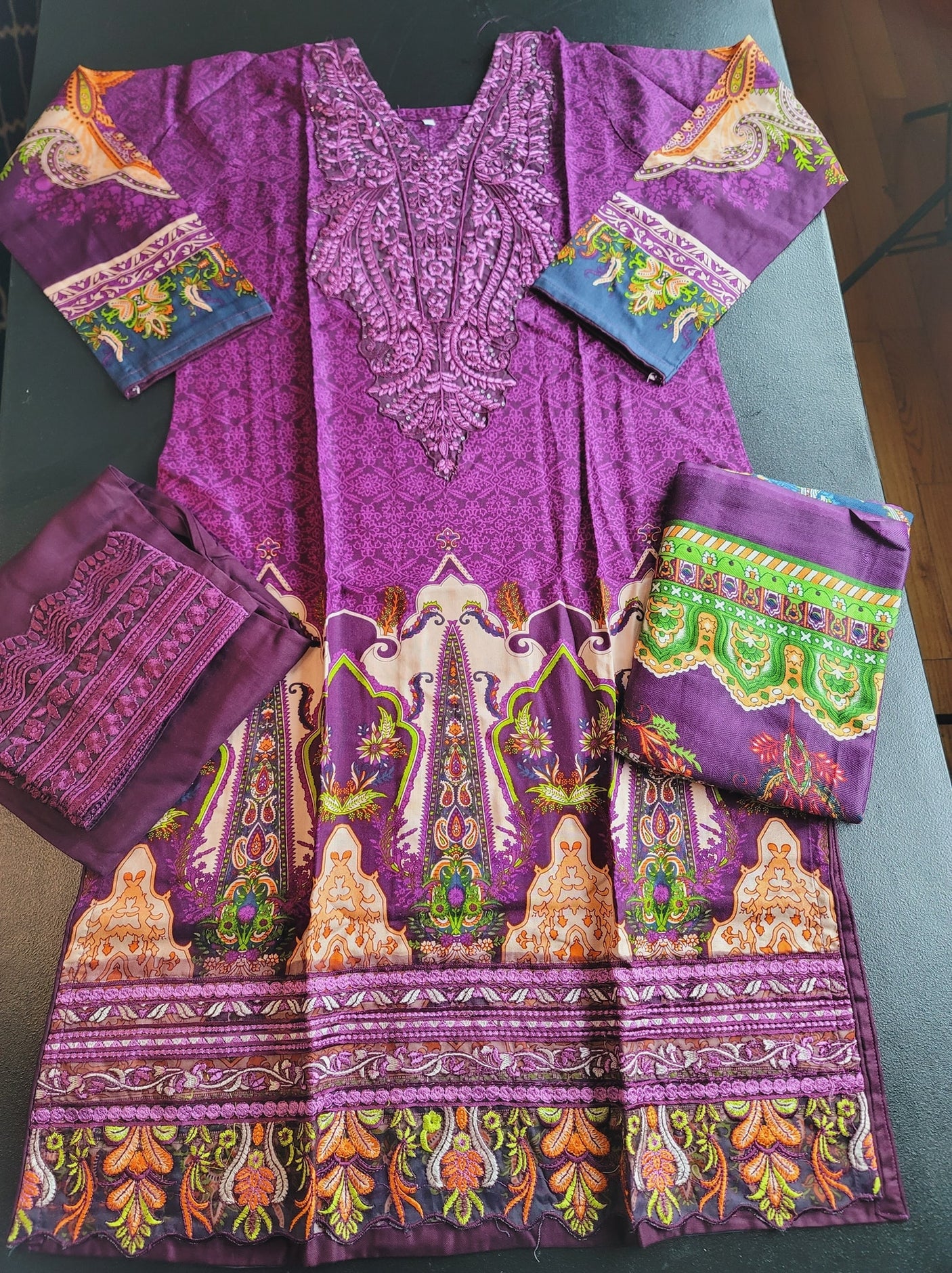 Pakistani linen Embroidered Salwar kameez Ready To Ship