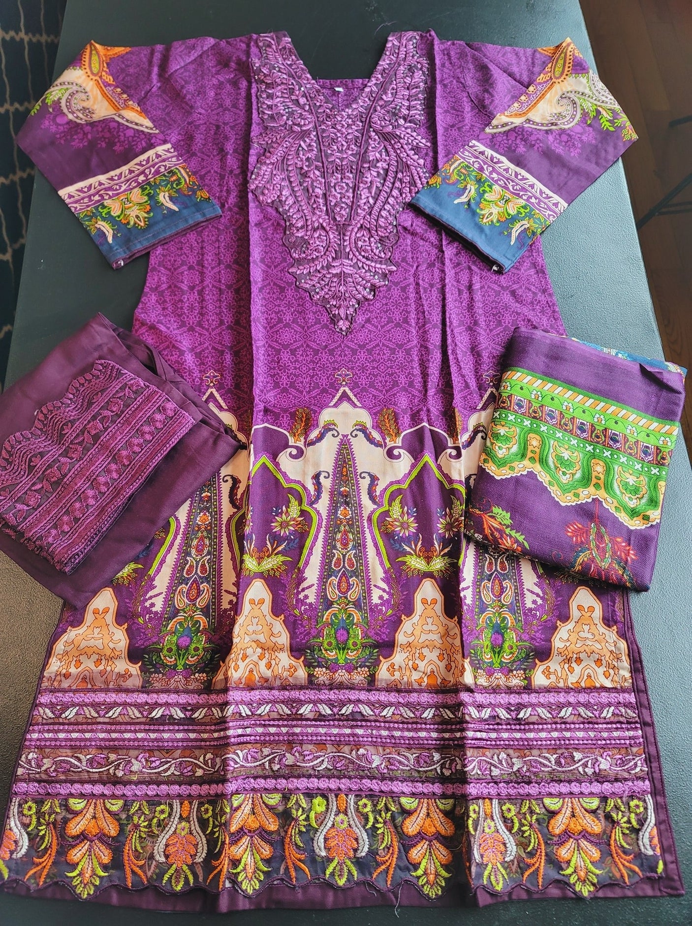 Pakistani linen Embroidered Salwar kameez Ready To Ship