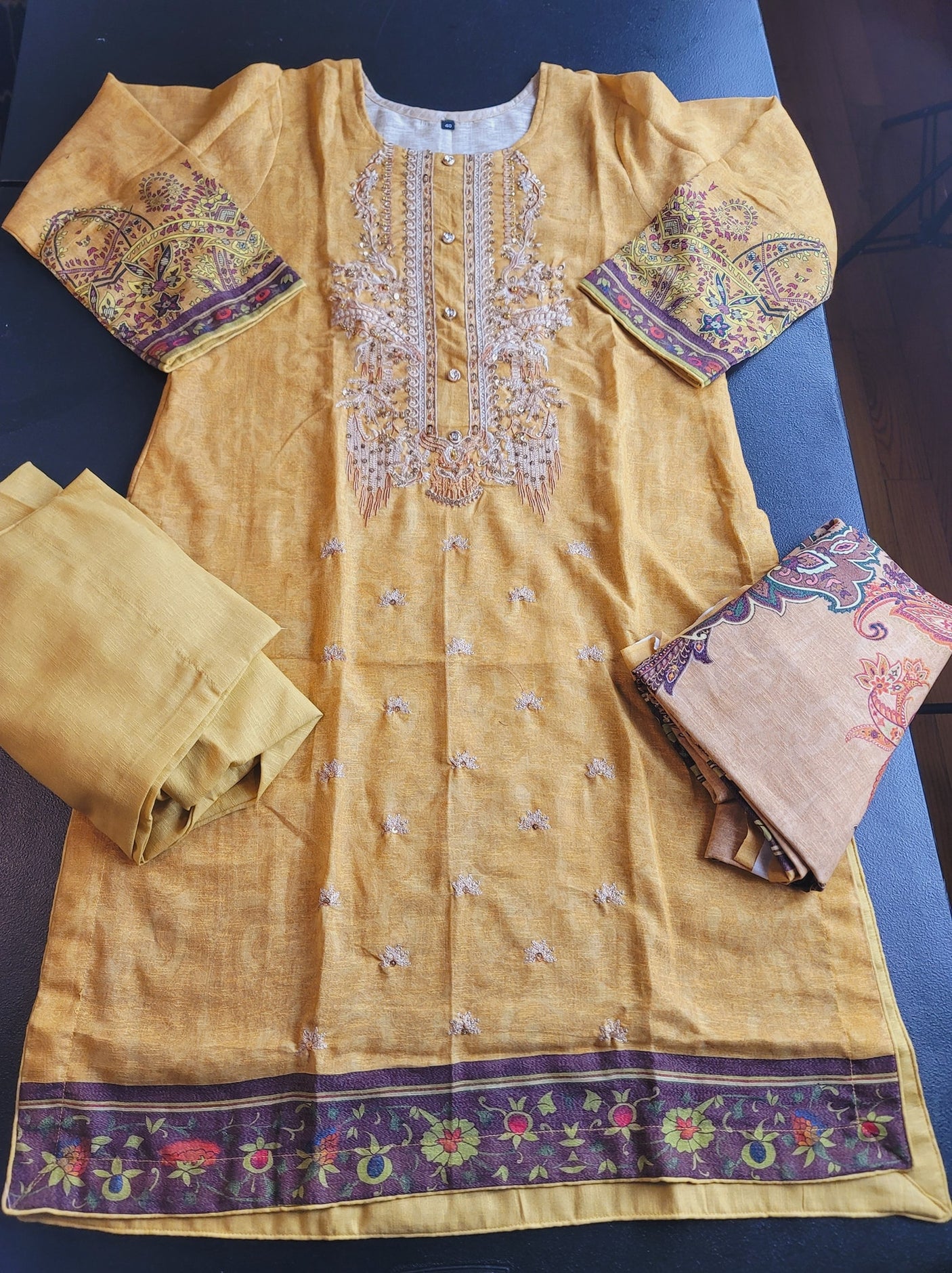 Pakistani linen Embroidered Salwar kameez Ready To Ship