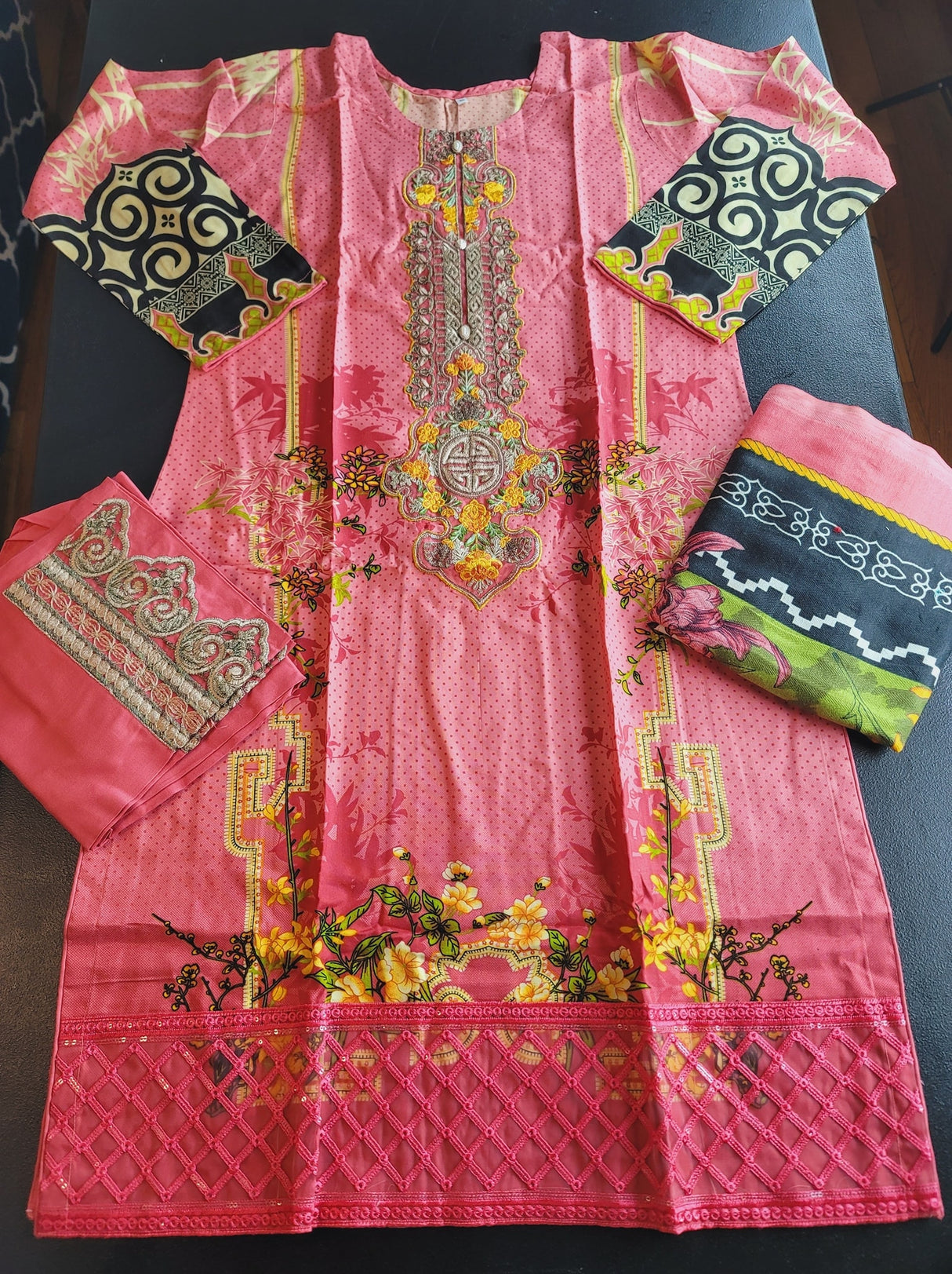 Pakistani Linen Embroidered Salwar kameez Ready To Ship