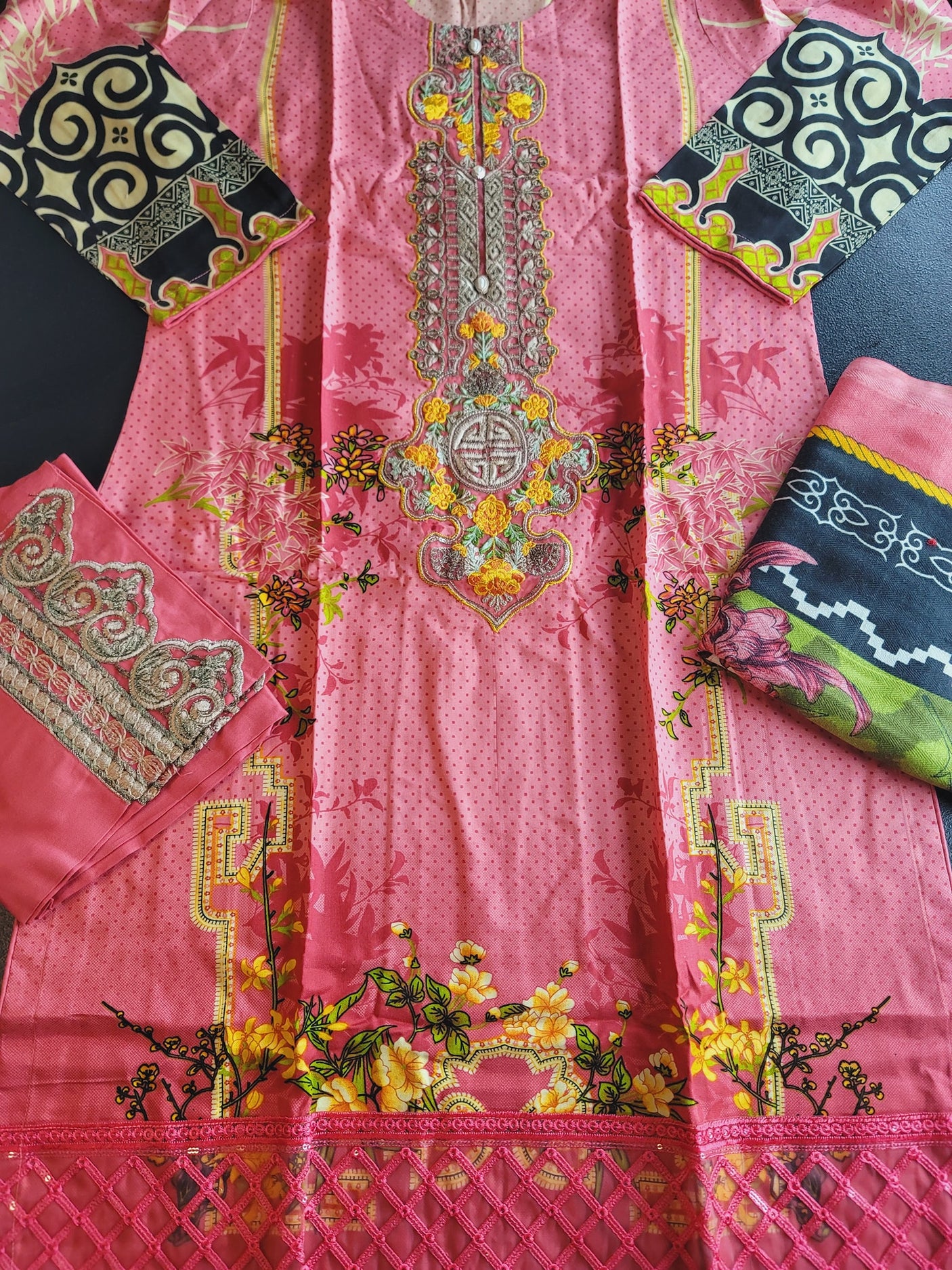 Pakistani Linen Embroidered Salwar kameez Ready To Ship