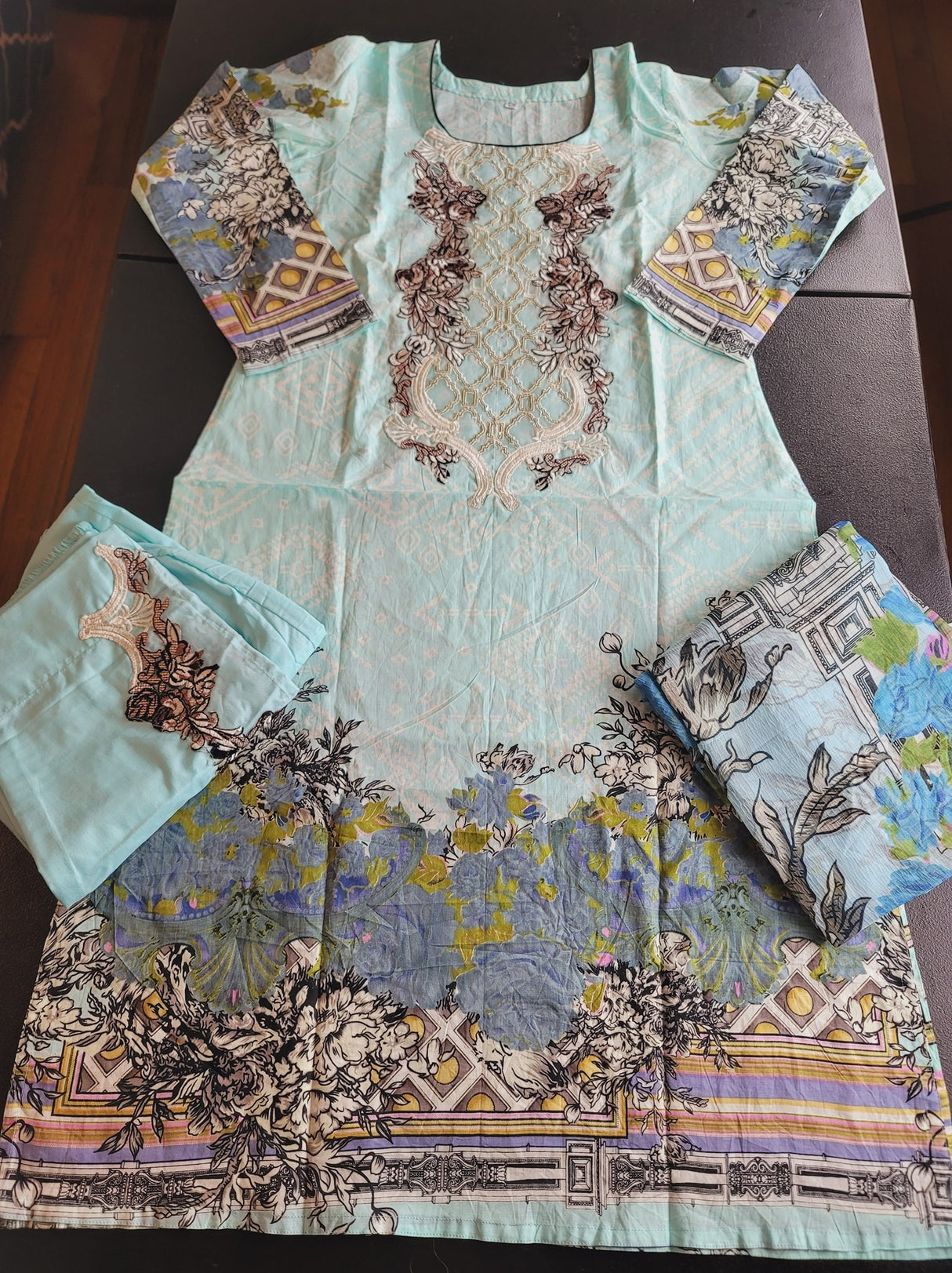 Indian Cotton Stitched Embroidery Suit Ready To Ship