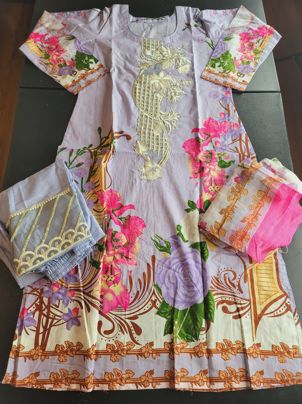 Indian Cotton Stitched Embroidery Suit Ready To Ship