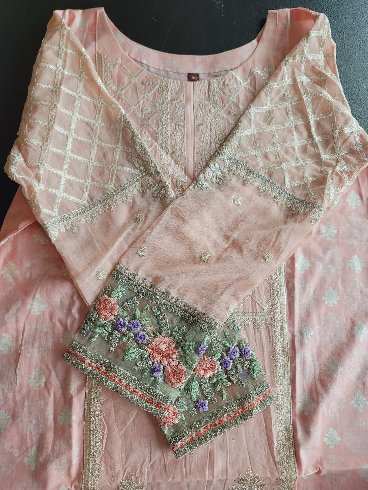 Indian Cotton Stitched Embroidery Suit Ready To Ship