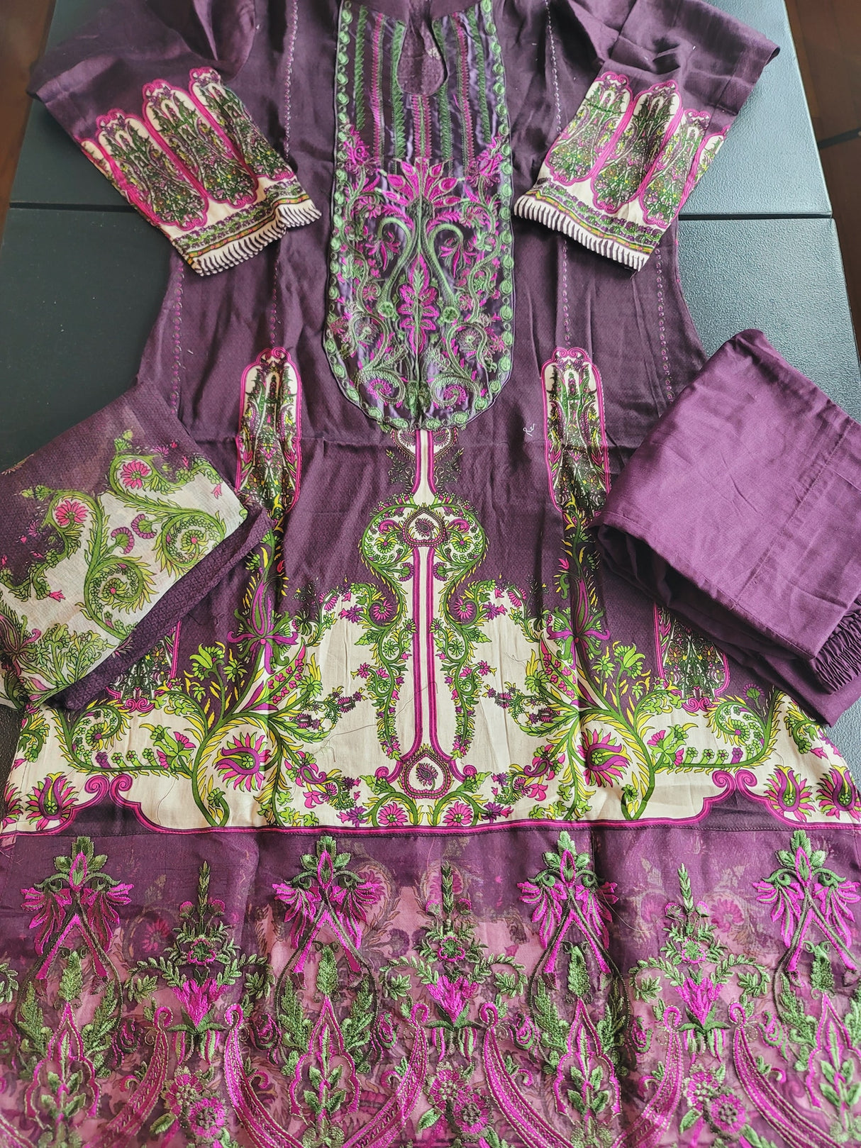 Indian Cotton Stitched Embroidery Suit Ready To Ship