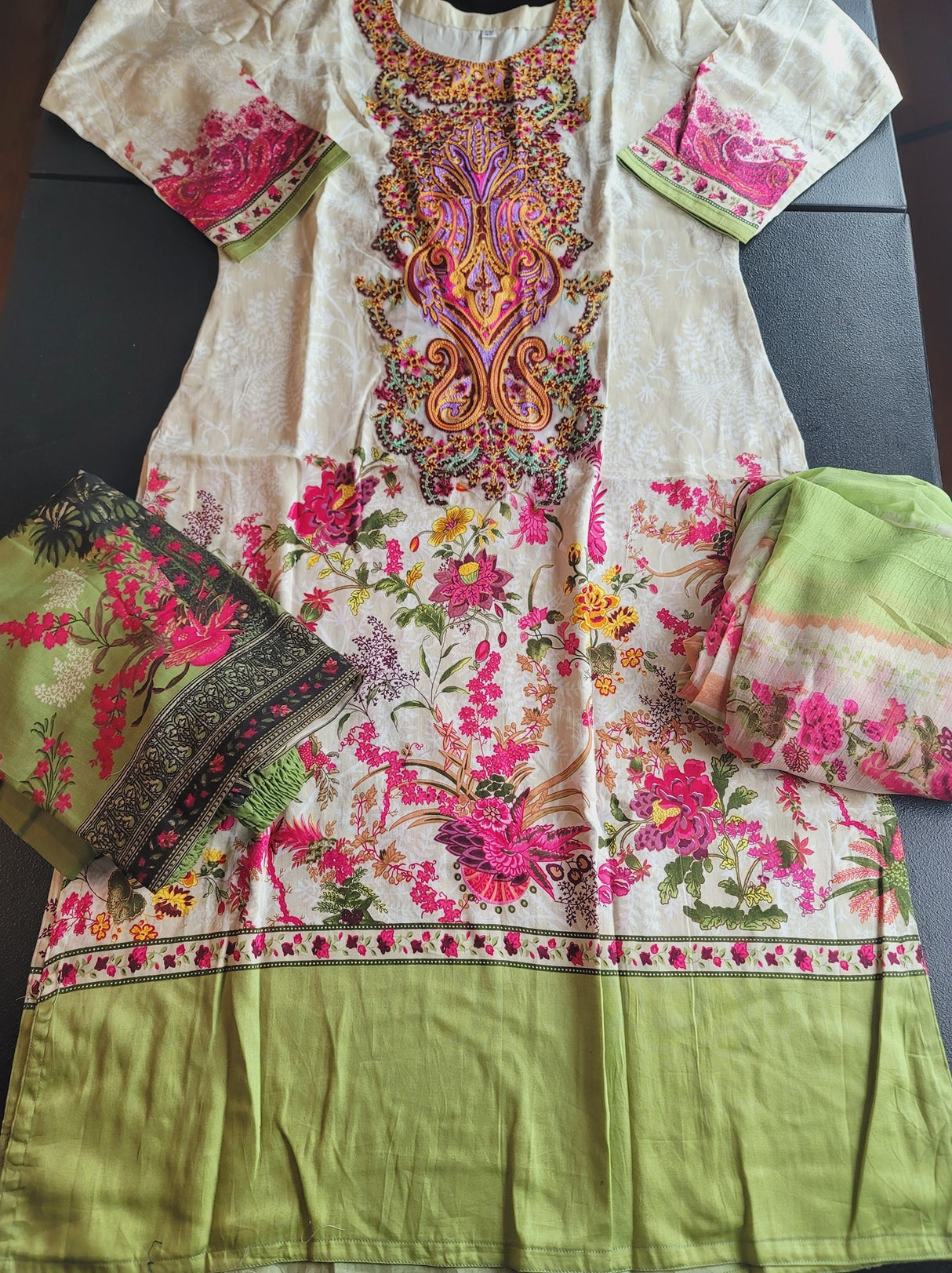 Indian Cotton Stitched Embroidery Suit Ready To Ship