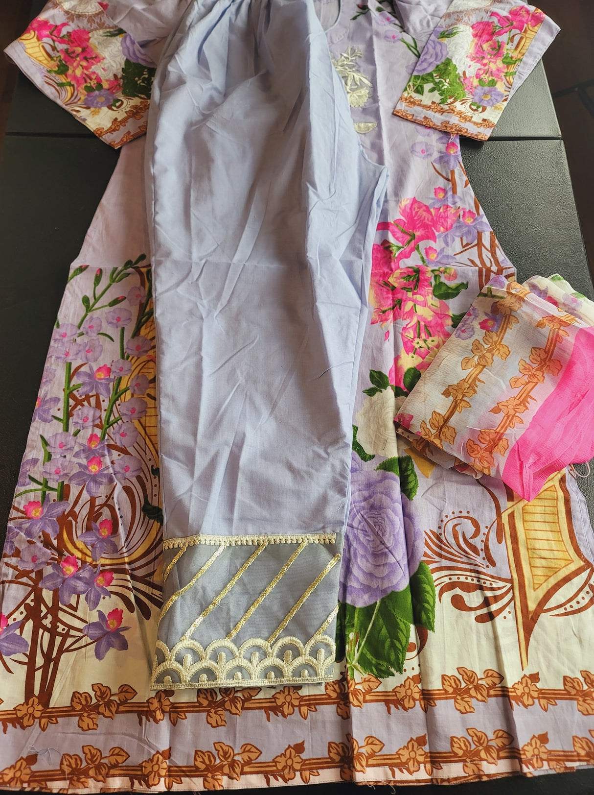 Indian Cotton Stitched Embroidery Suit Ready To Ship