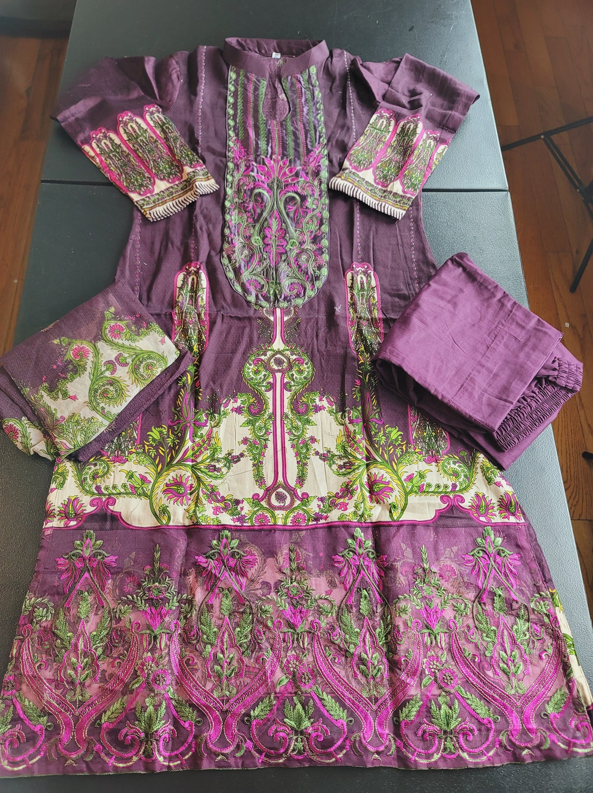 Indian Cotton Stitched Embroidery Suit Ready To Ship