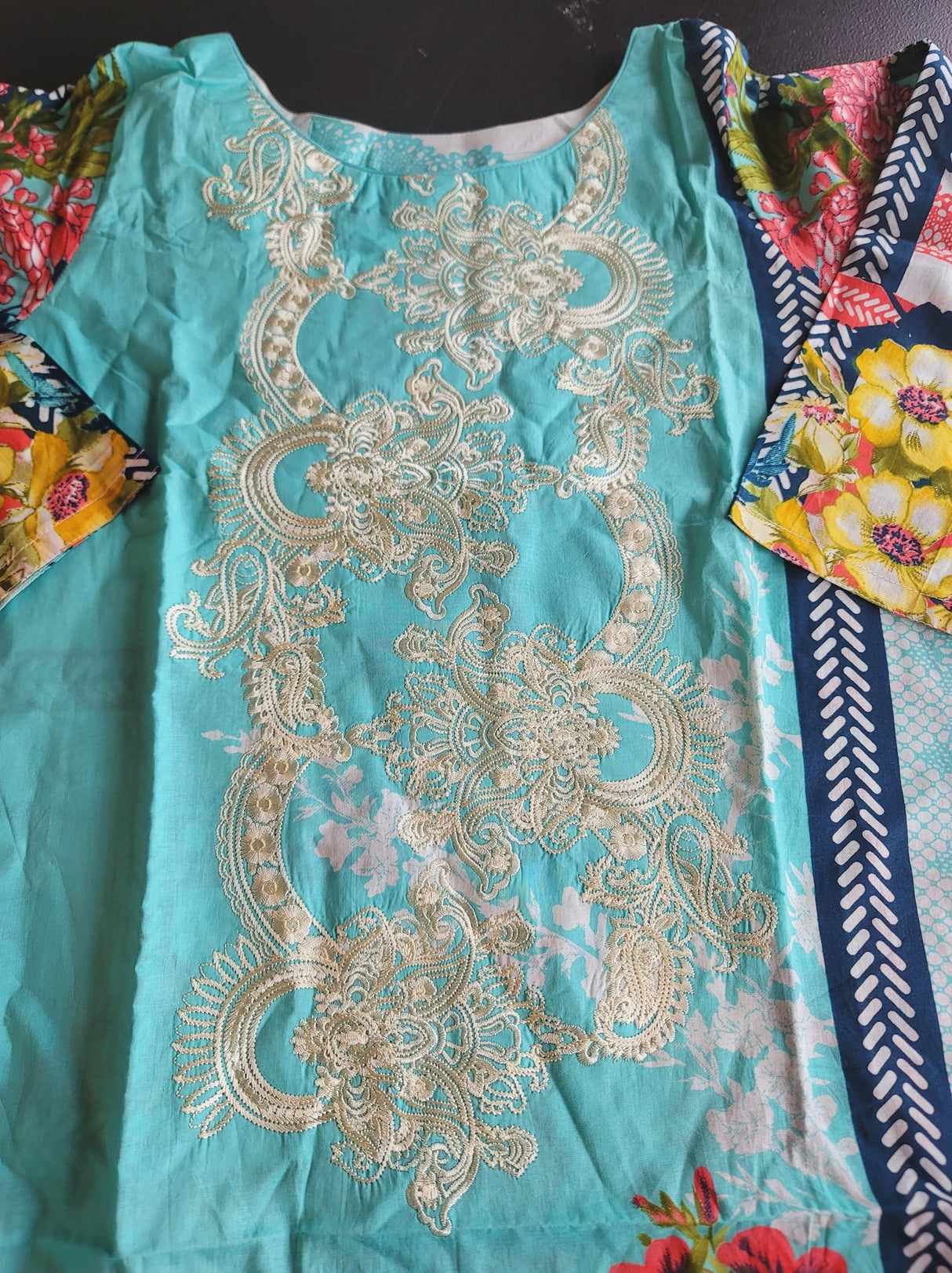 Indian Cotton Stitched Embroidery Suit Ready To Ship