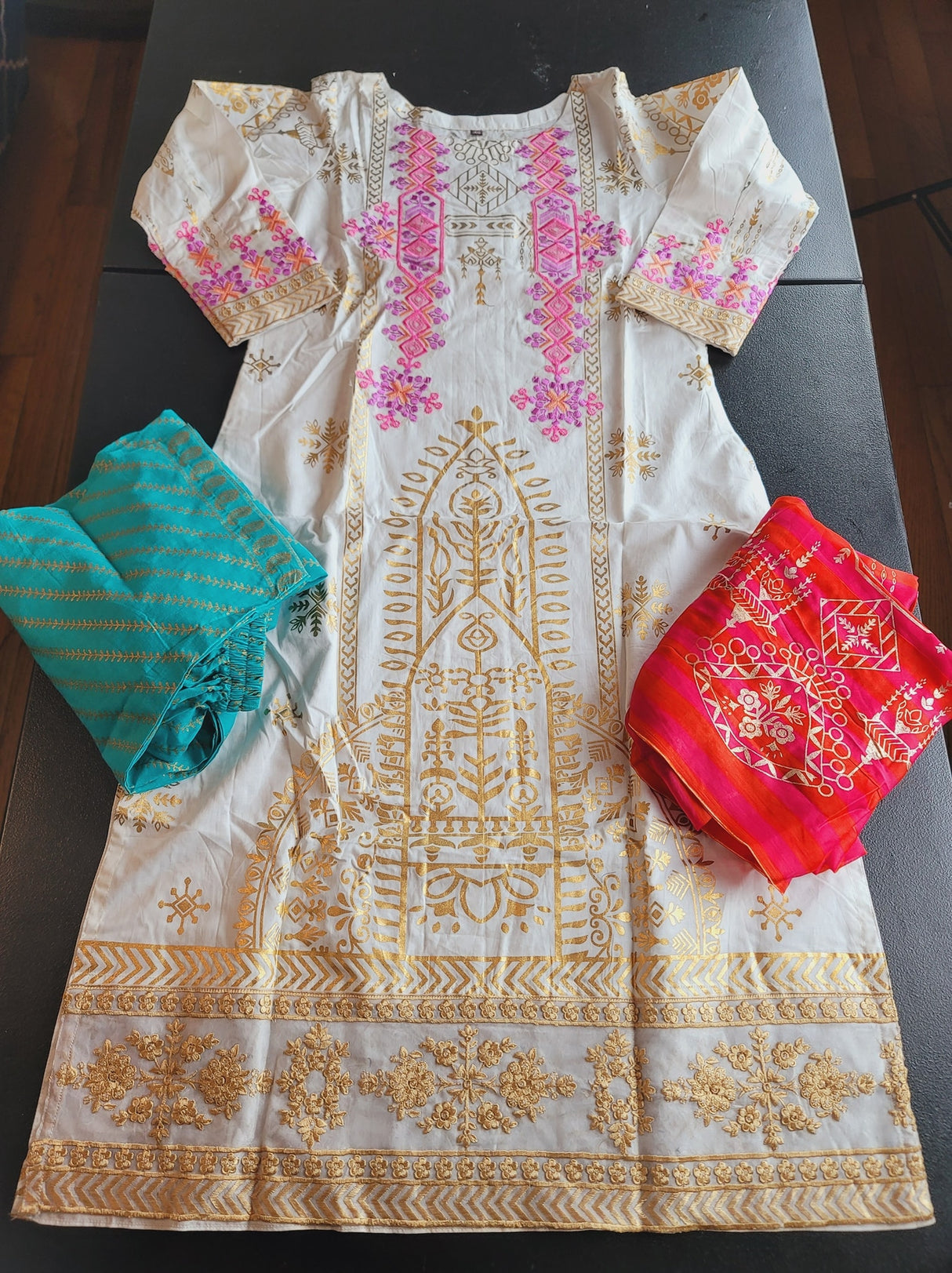 Indian Cotton Stitched Embroidery Suit Ready To Ship