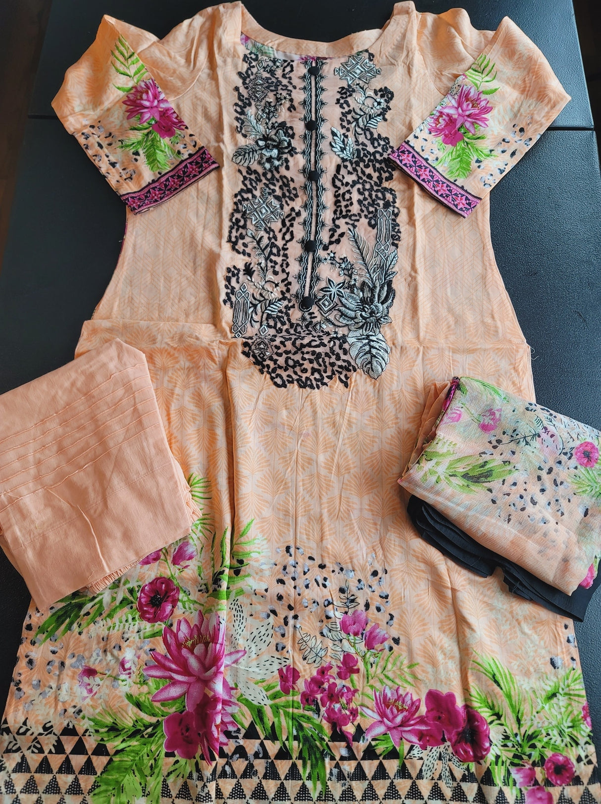 Indian Cotton Stitched Embroidery Suit Ready To Ship