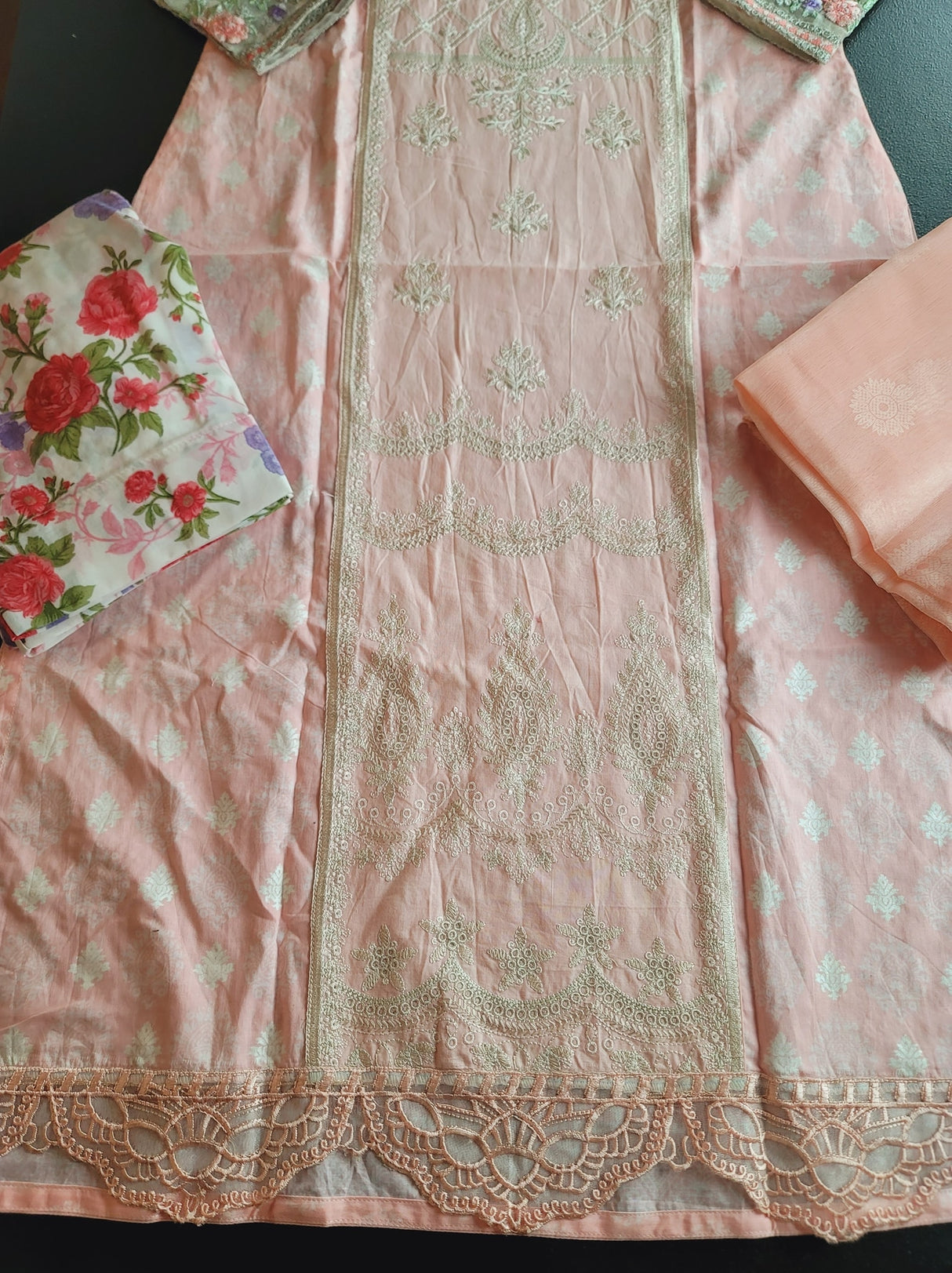 Indian Cotton Stitched Embroidery Suit Ready To Ship