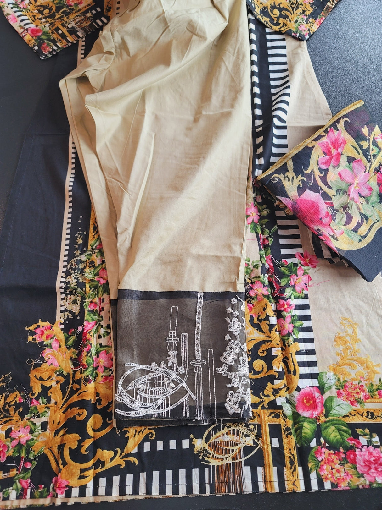 Indian Cotton Stitched Embroidery Suit Ready To Ship