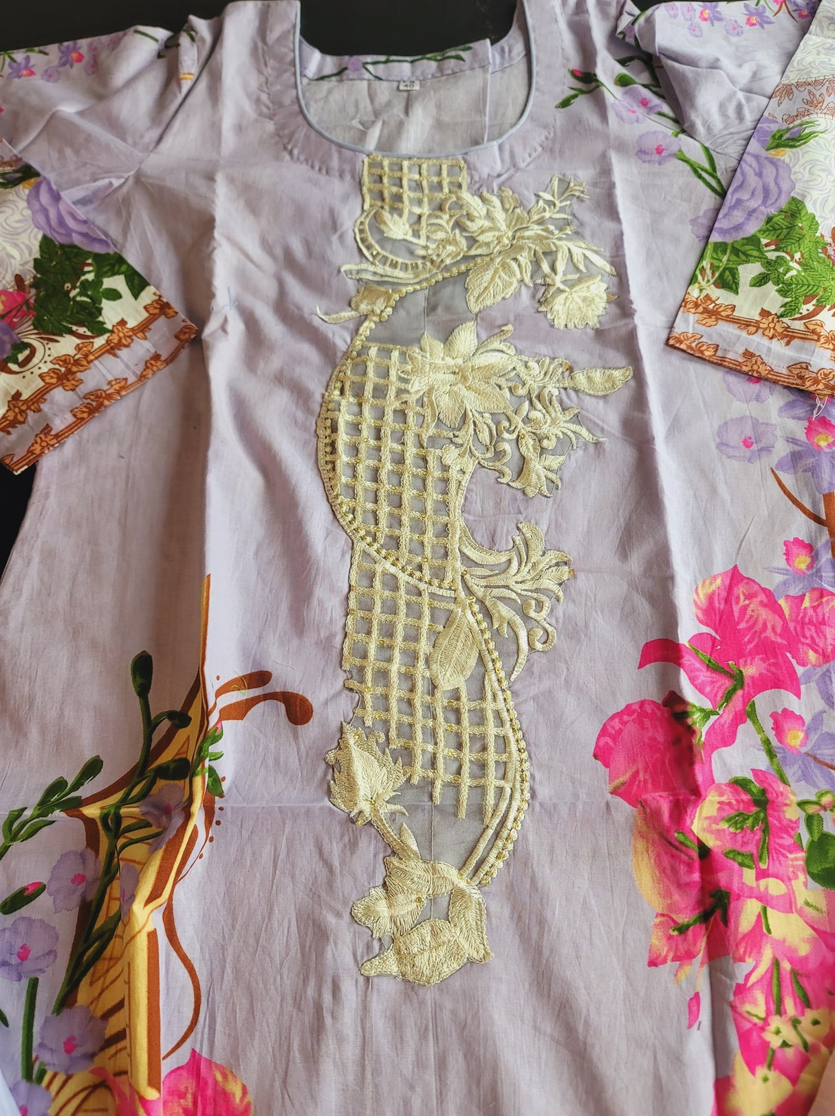 Indian Cotton Stitched Embroidery Suit Ready To Ship