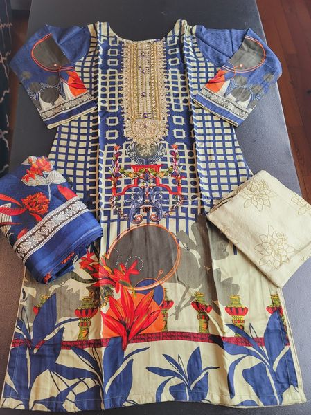 Pakistani Linen Embroidered Salwar kameez Ready To Ship