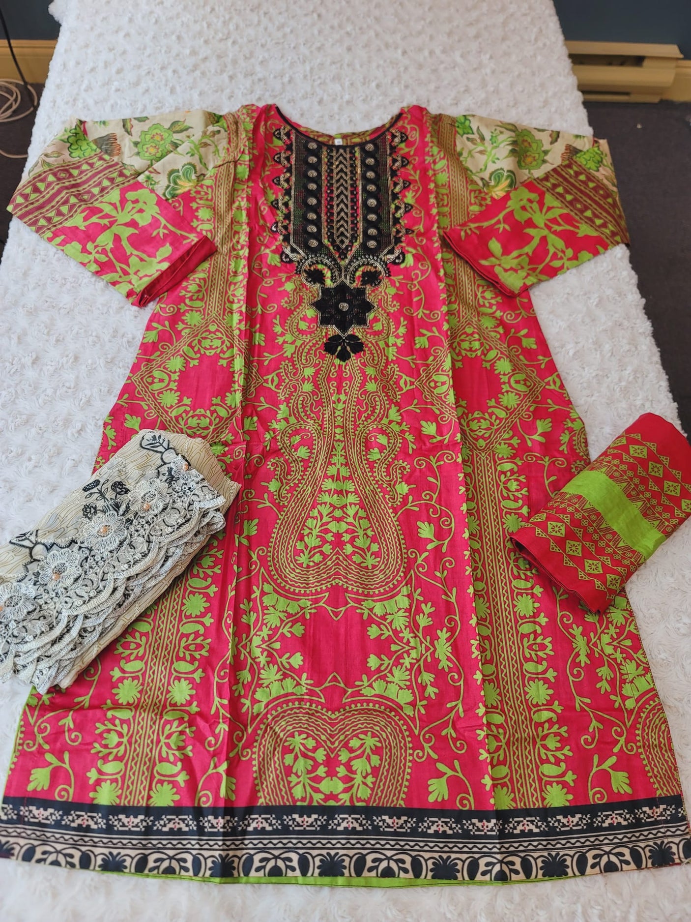 Pakistani Stitched lawn Embroidered Salwar kameez ready to ship