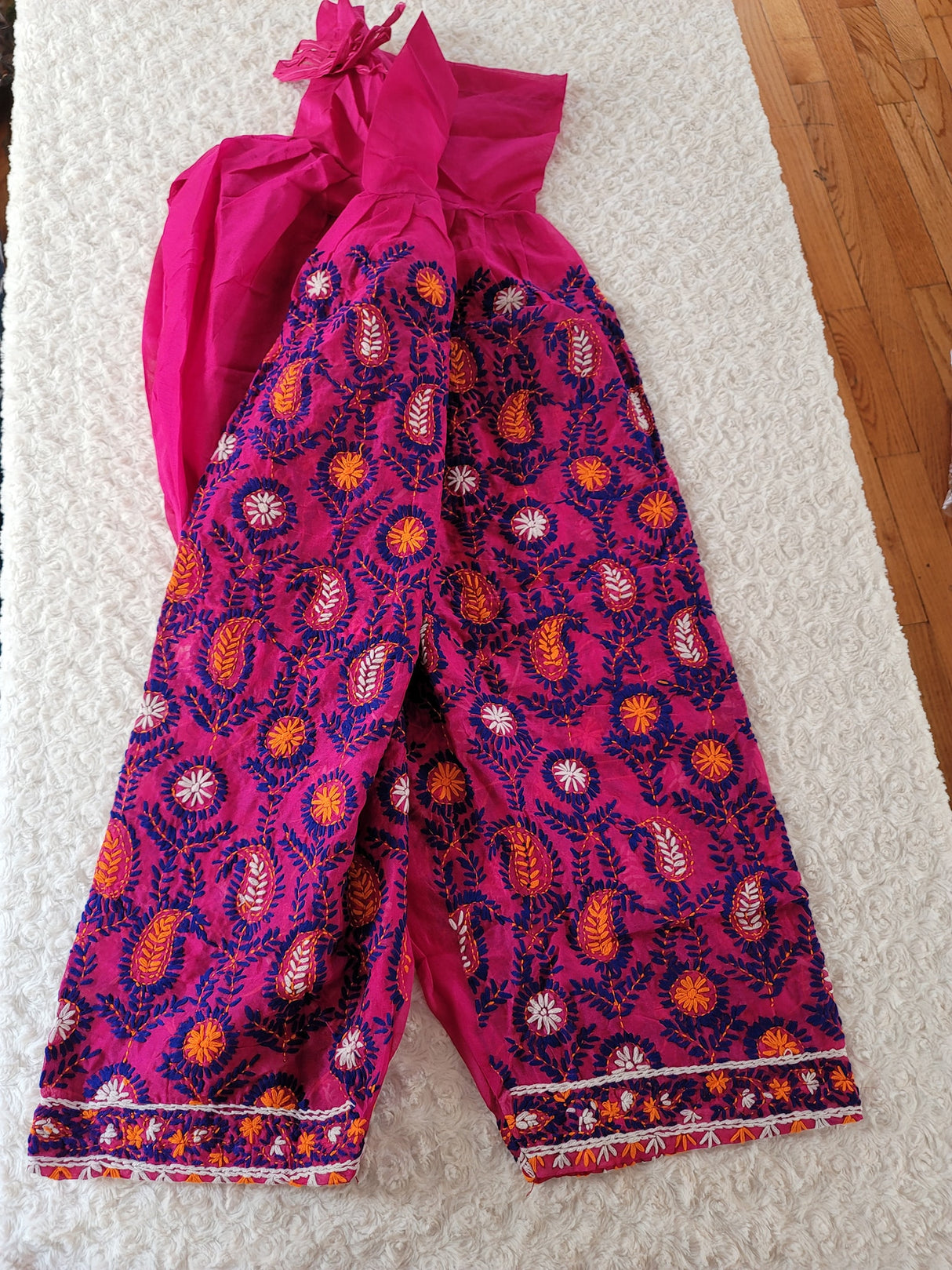 Free size silk phulkari salwer