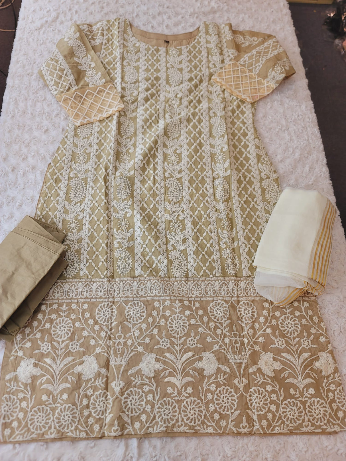 Indian Cotton Stitched Embroidery Suit Ready To Ship