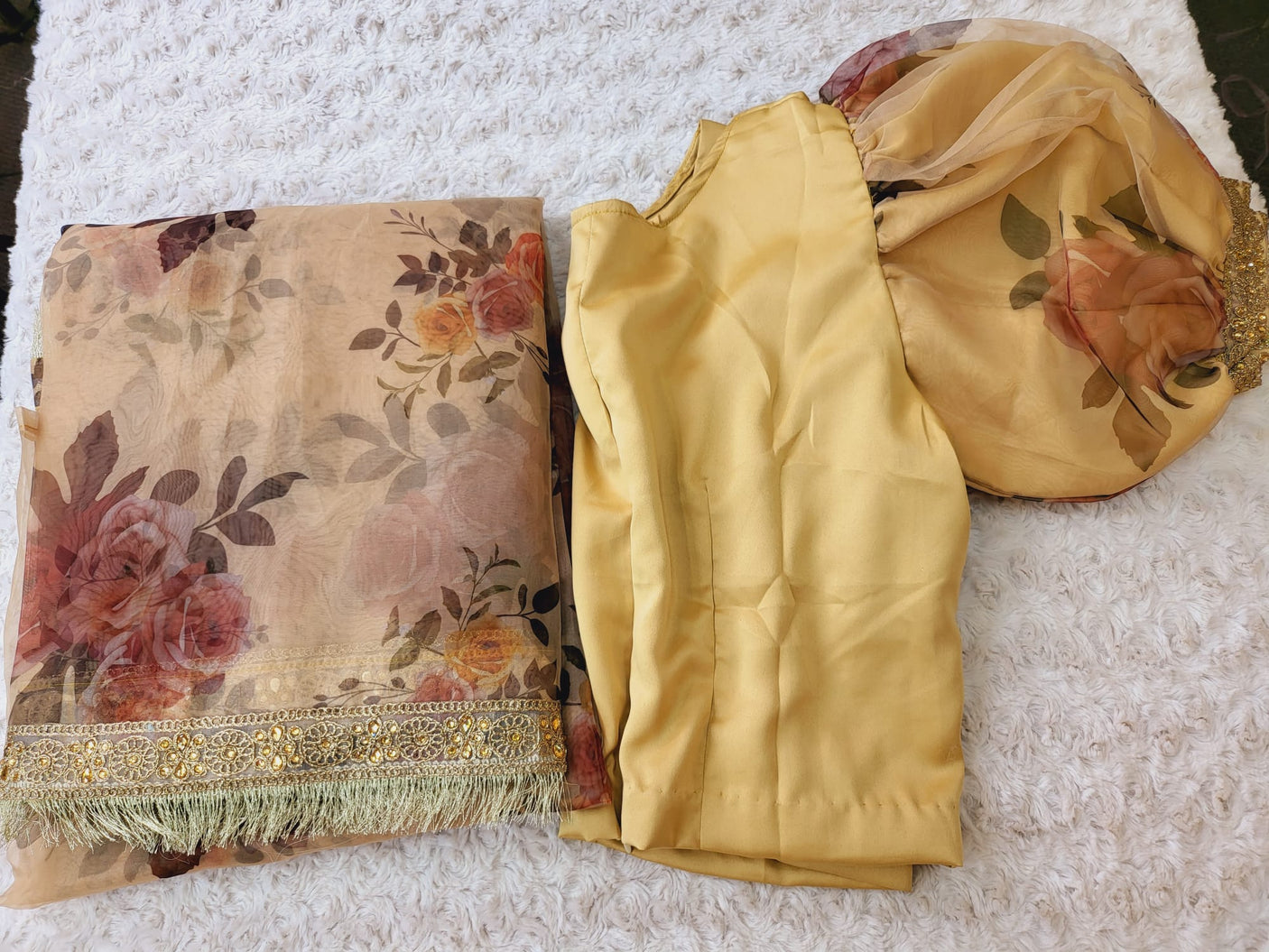 Pure Organza Saree with Stiched Blouse