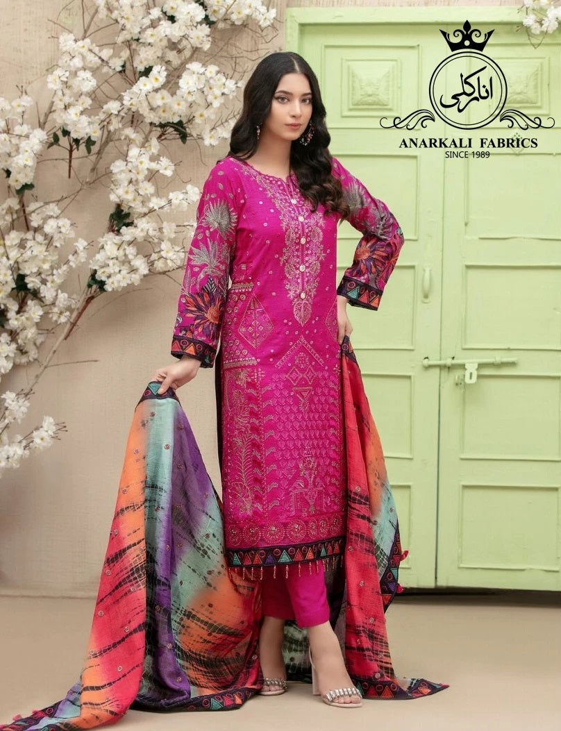 Mahsa Leather Peach By Tawakkal Chiffon Embroidered Collection 2021 -100% Original Guaranteed