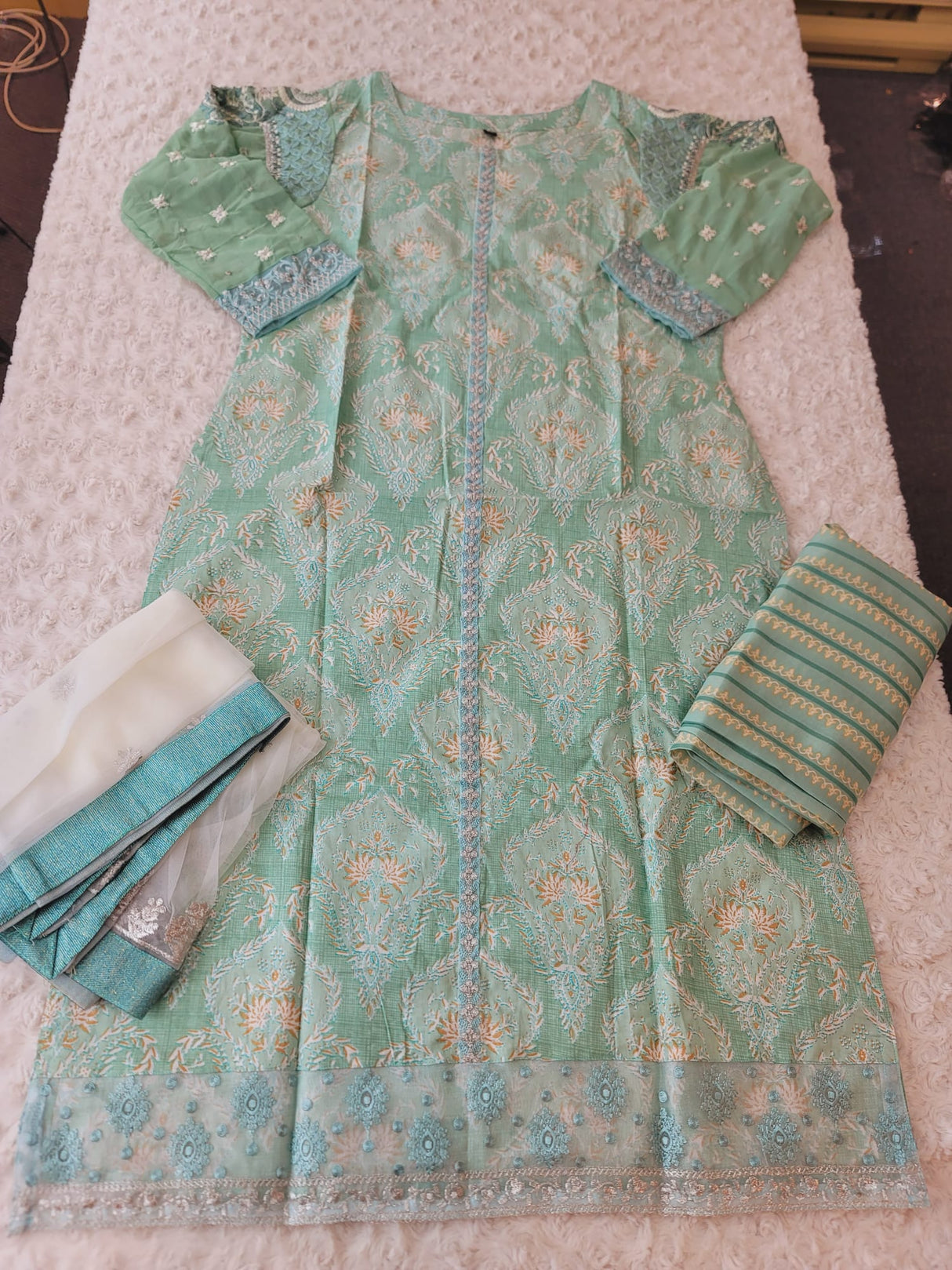 Indian Cotton Stitched Embroidery Suit Ready To Ship