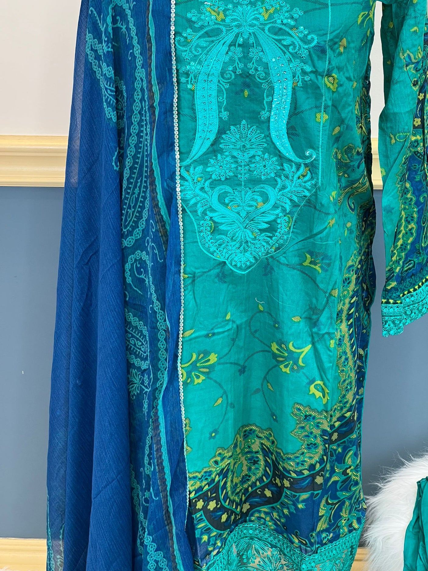 Pakistani Stitched lawn Embroidered Salwar kameez ready to ship