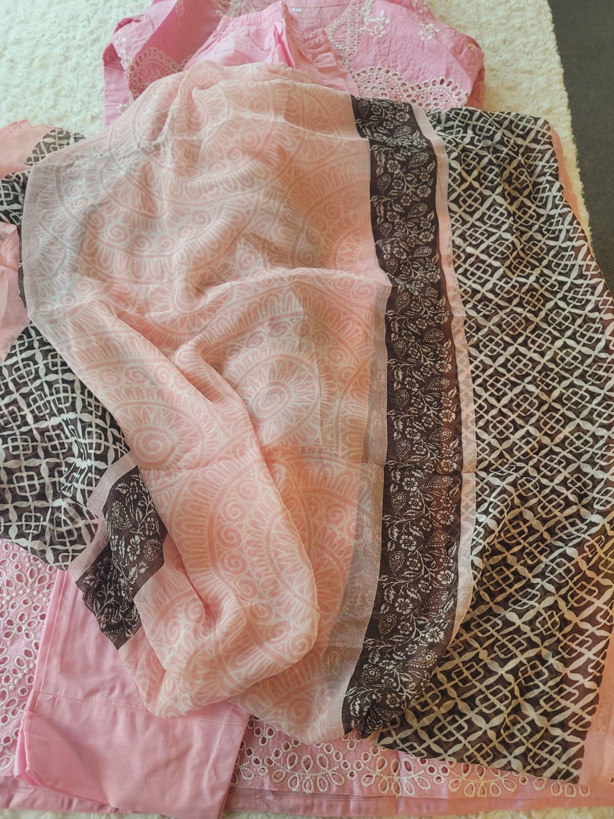 Indian Cotton Stitched Embroidery Suit Ready To Ship