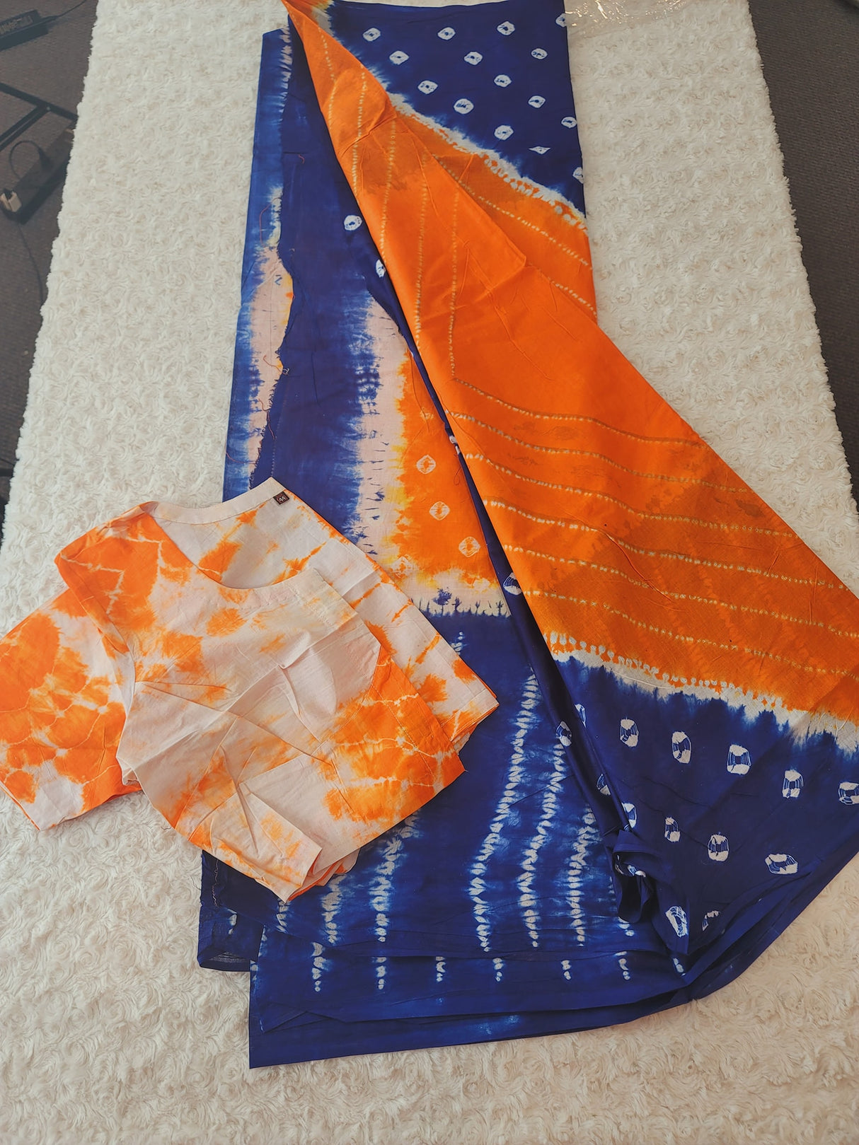 Cotton batik saree with stiched blouse