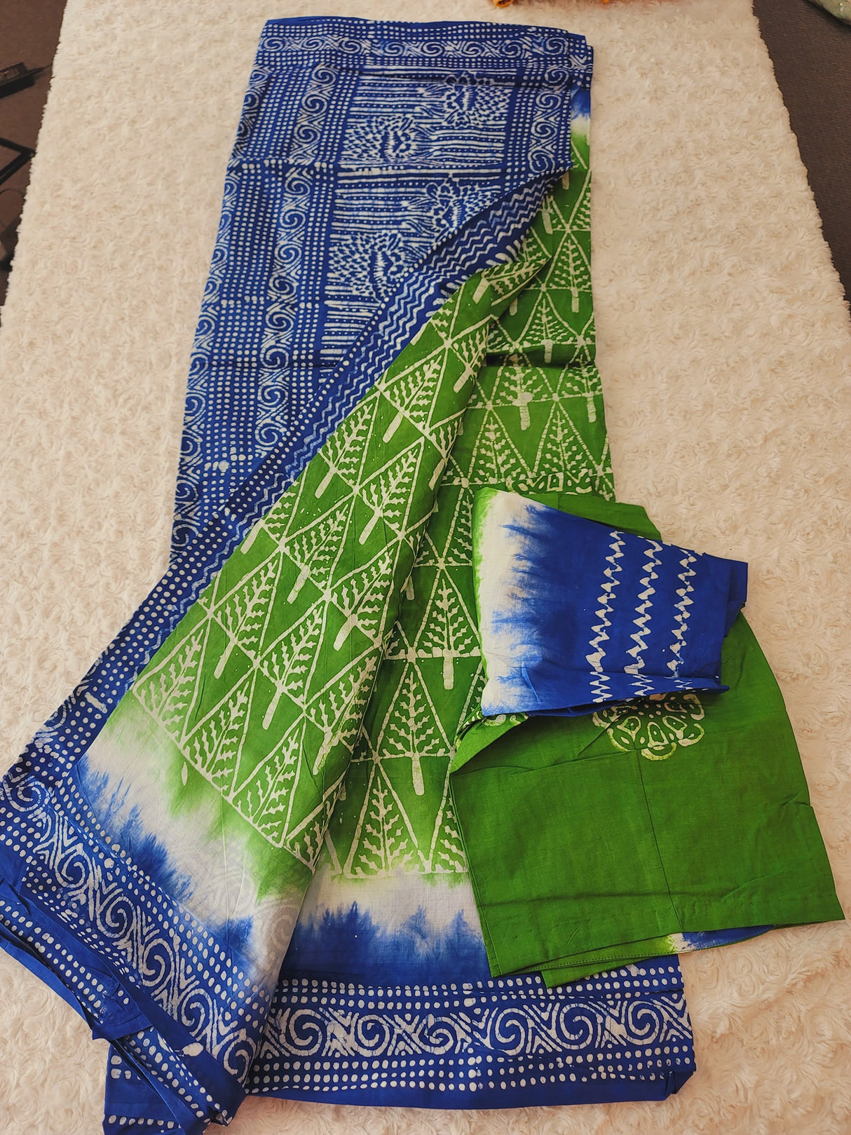 Cotton batik saree with stiched blouse
