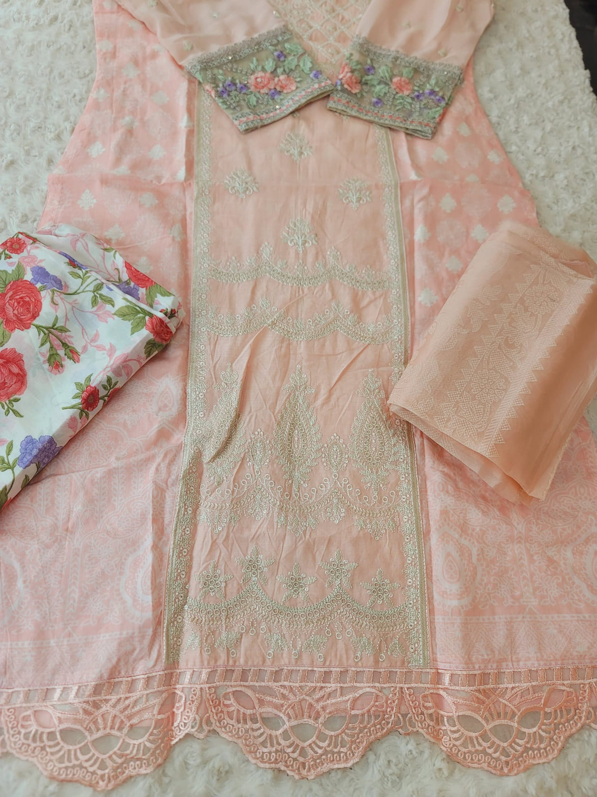 Indian Cotton Stitched Embroidery Suit Ready To Ship