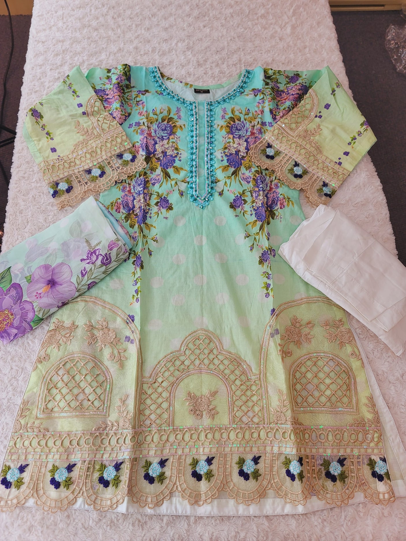 Pakistani Stitched Embroidery Lawn Suit Ready To Ship