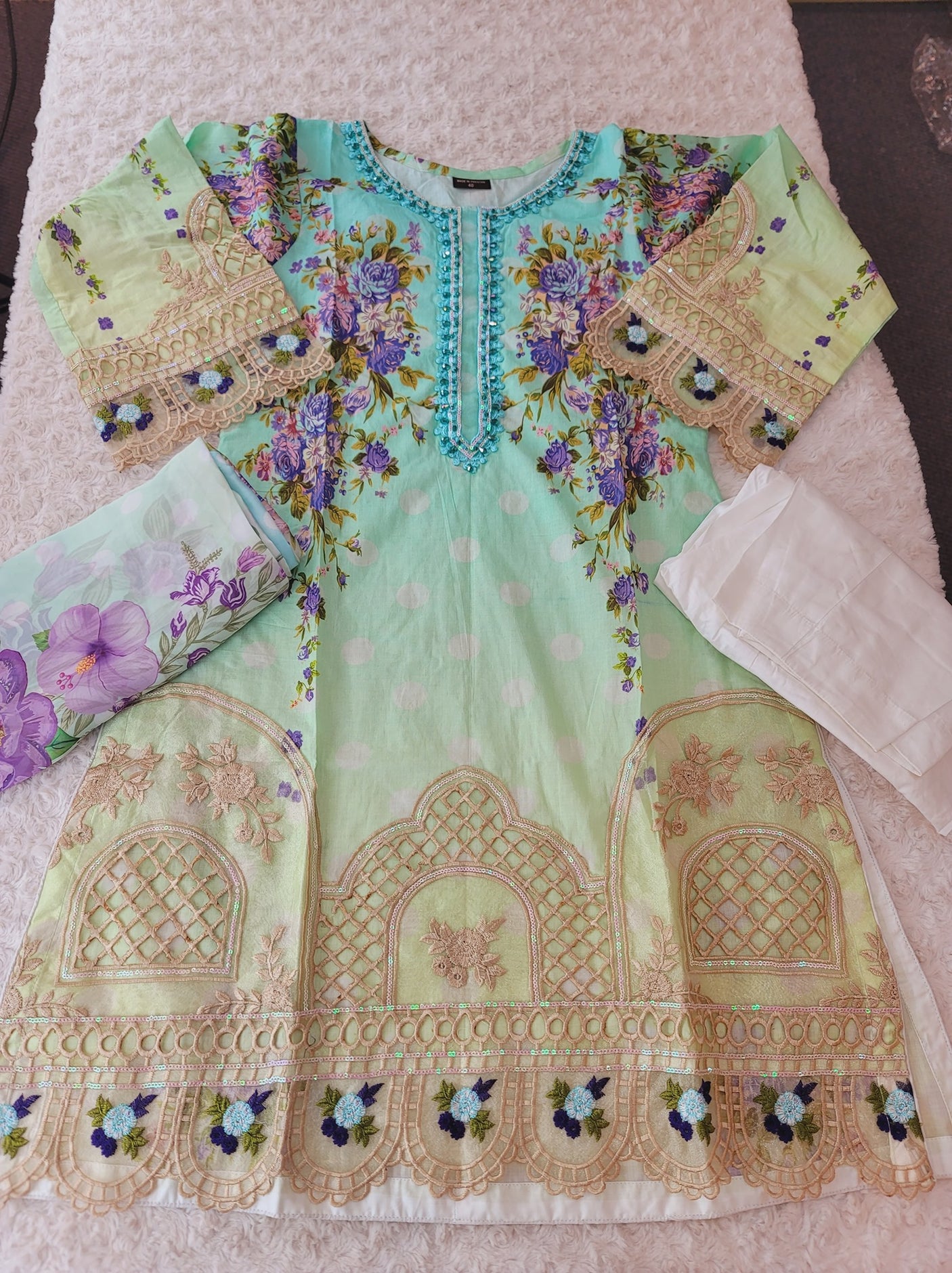 Pakistani Stitched Embroidery Lawn Suit Ready To Ship