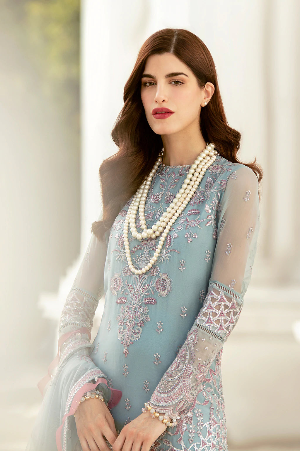La Fuchsia By Afrozeh Embroidered Chiffon Suits