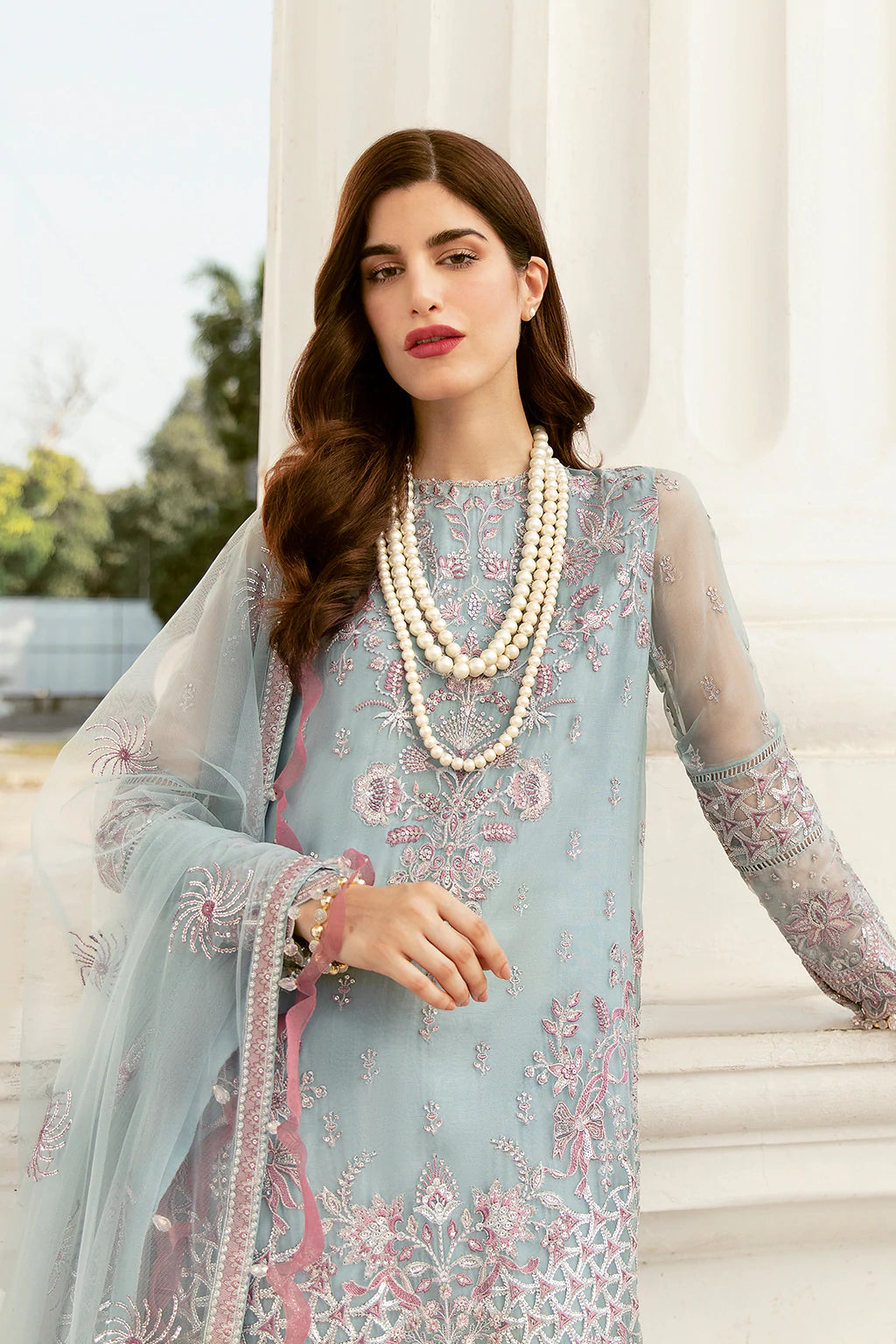 La Fuchsia By Afrozeh Embroidered Chiffon Suits