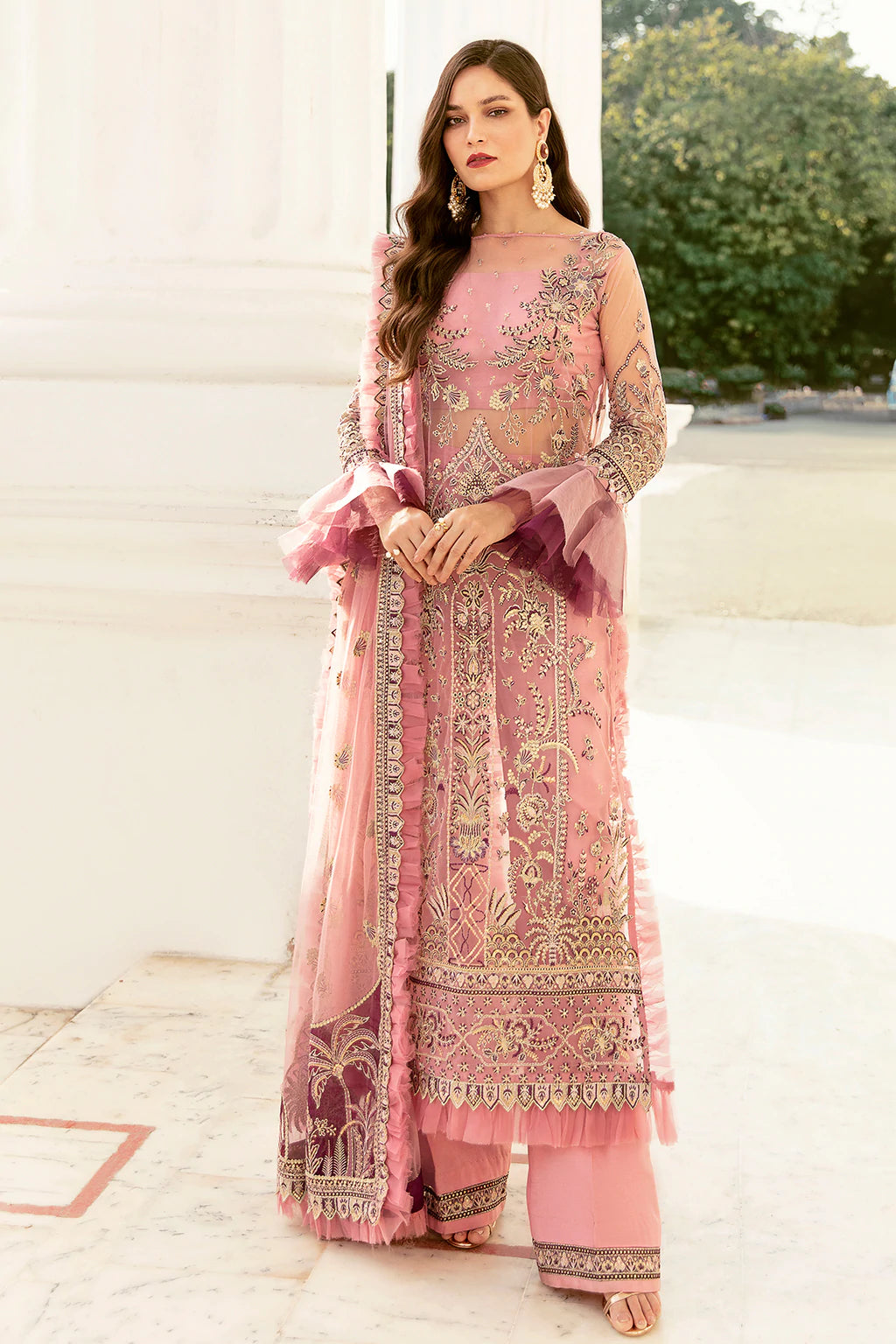 La Fuchsia By Afrozeh Embroidered Chiffon Suits