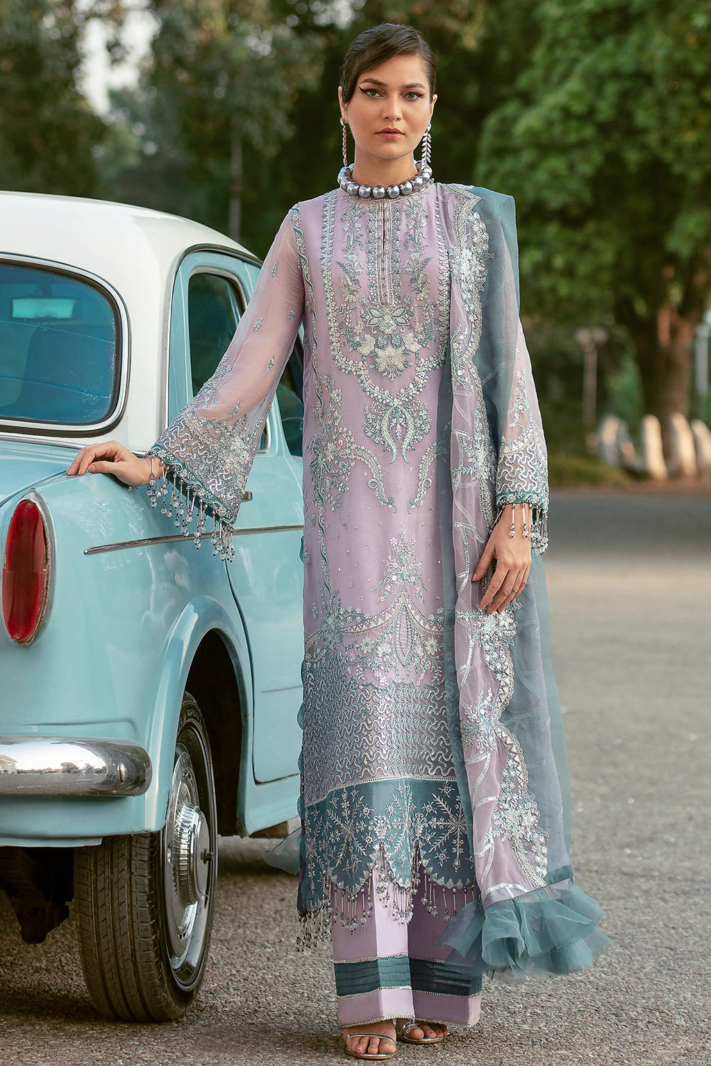 La Fuchsia By Afrozeh Embroidered Chiffon Suits