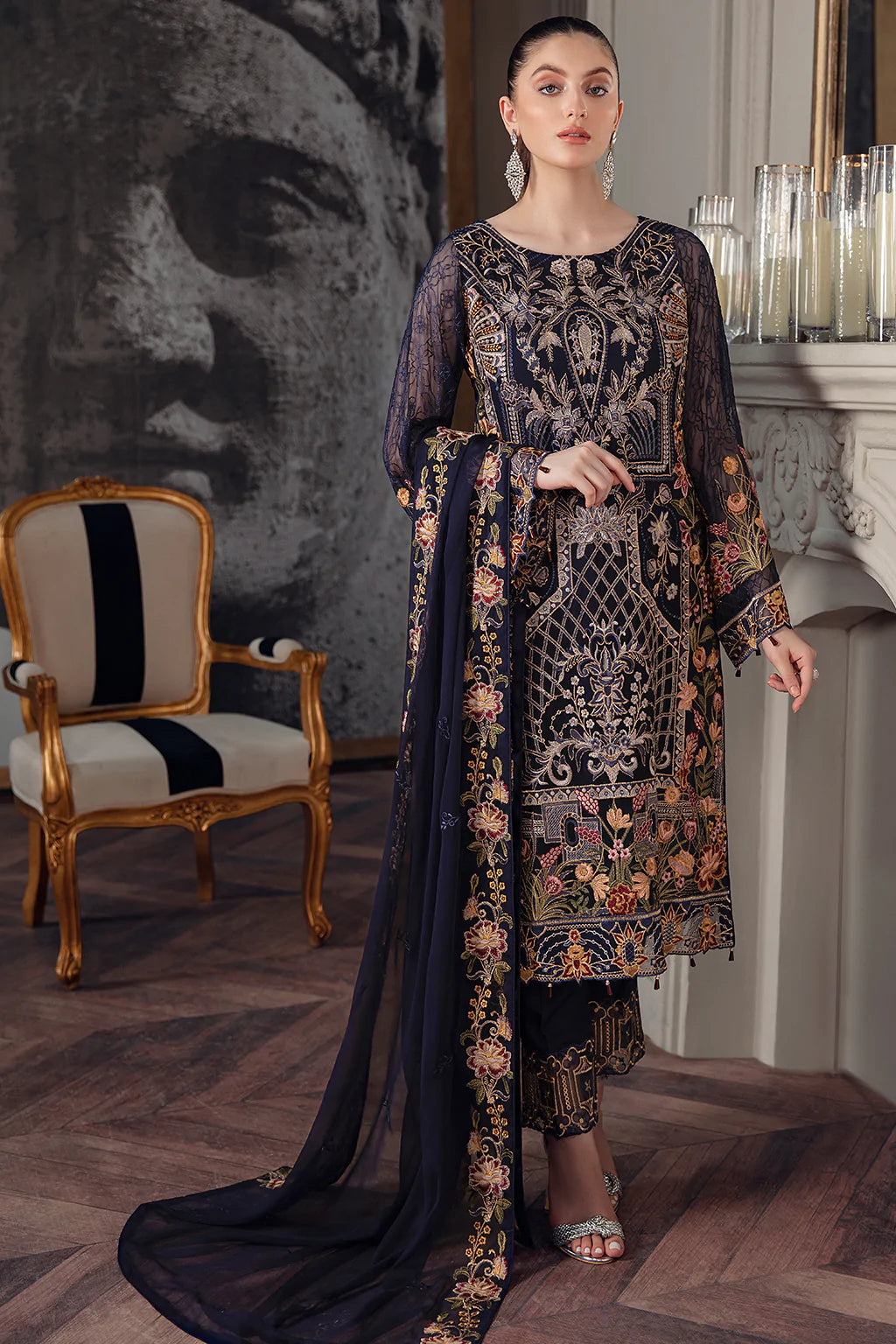 Chevron by Ramsha Luxury Chiffon Embroidered Collection