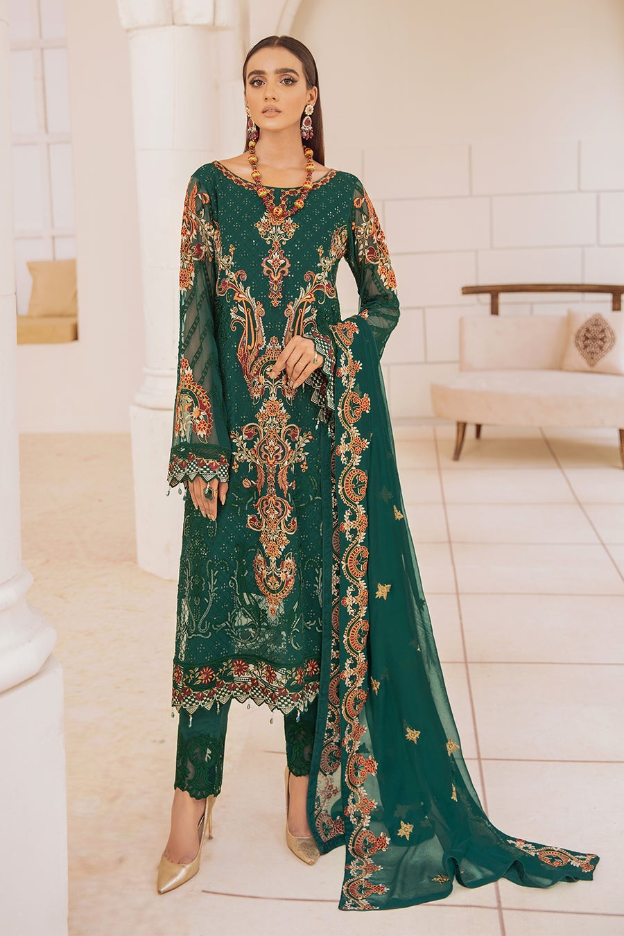 Chevron by Ramsha Luxury Chiffon Embroidered Collection 100% Original Guaranteed