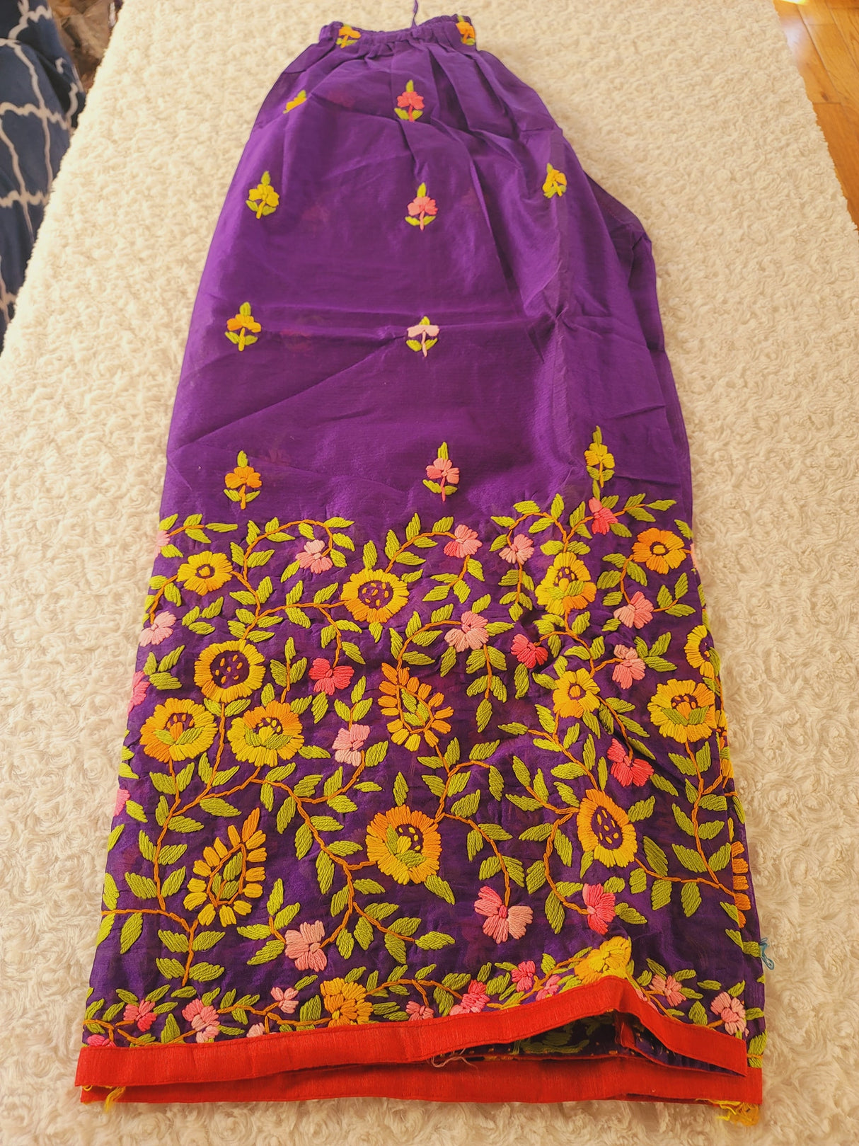Free size silk phulkari salwer
