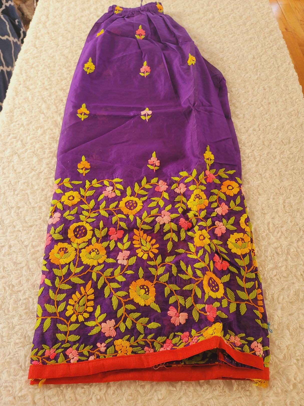 Free size silk phulkari salwer