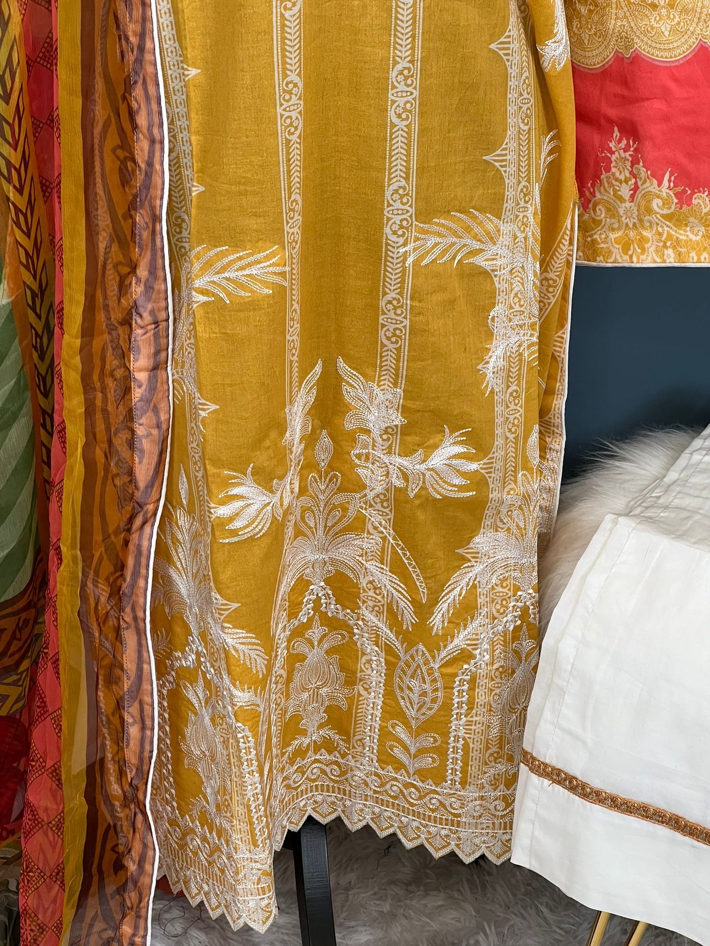 Pakistani Stitched Luxury Embroidered lawn Salwar kameez ready to ship