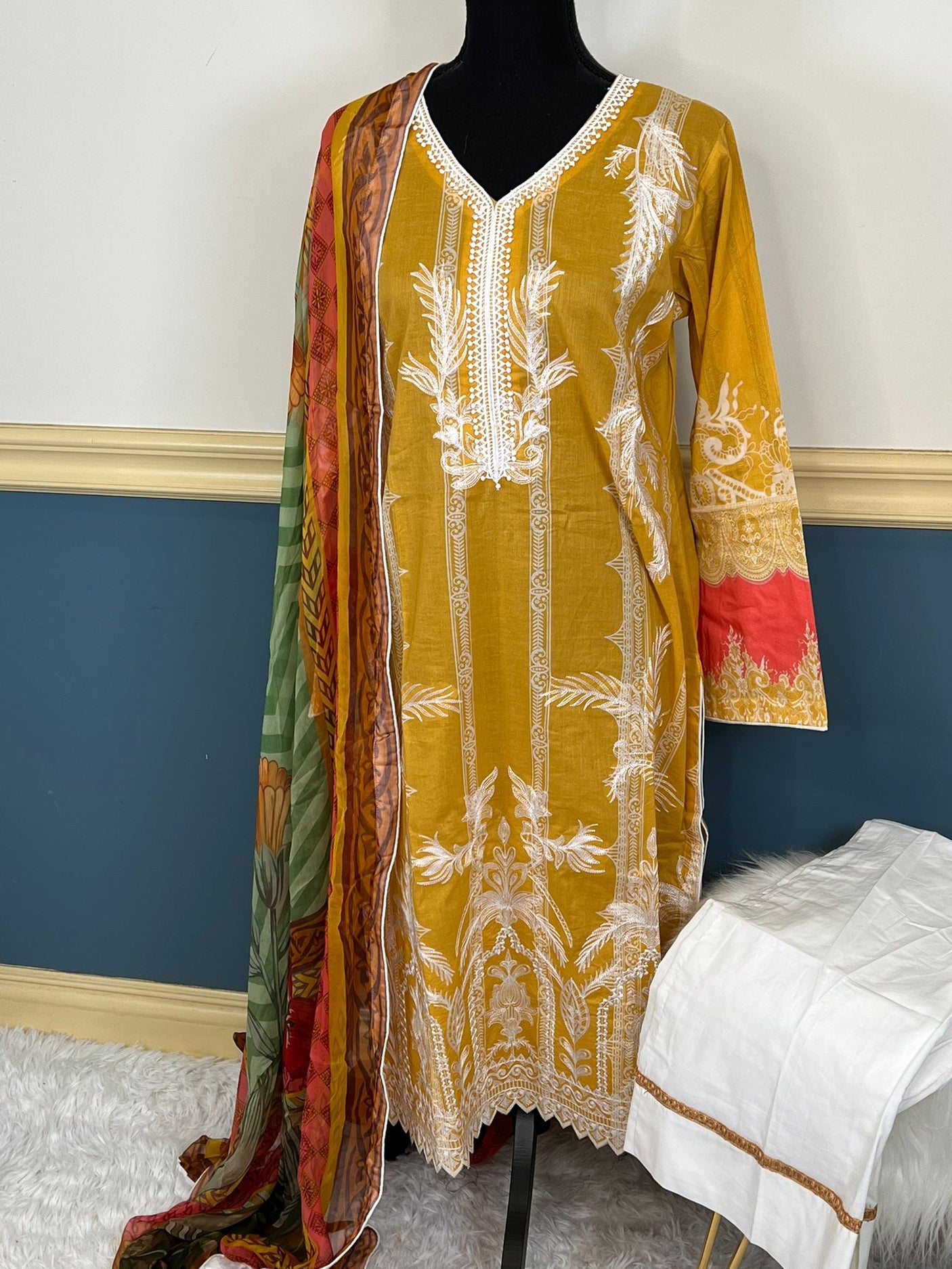 Pakistani Stitched Luxury Embroidered lawn Salwar kameez ready to ship