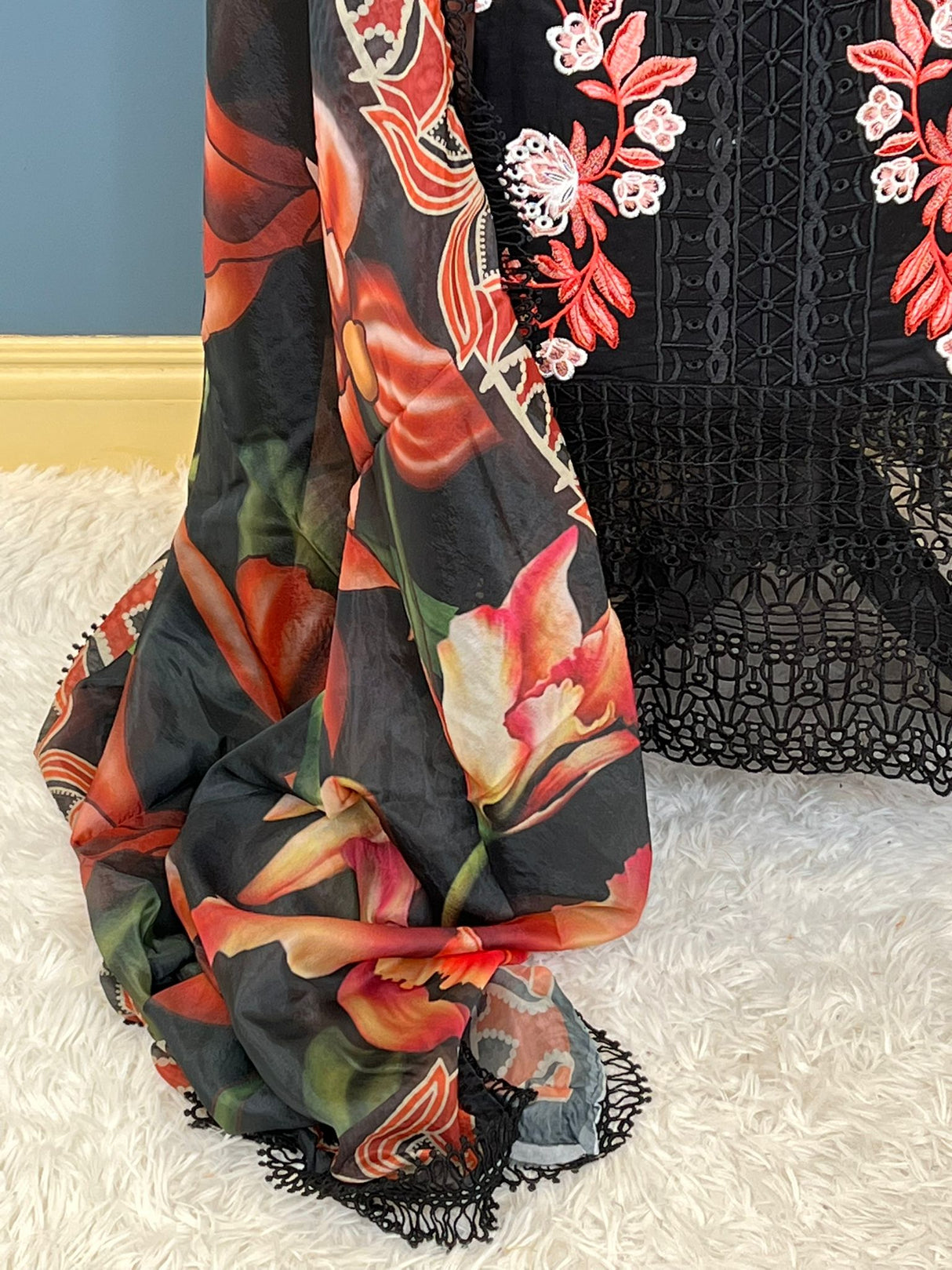 Luxury lawn with Silk dupatta- Ready To Ship